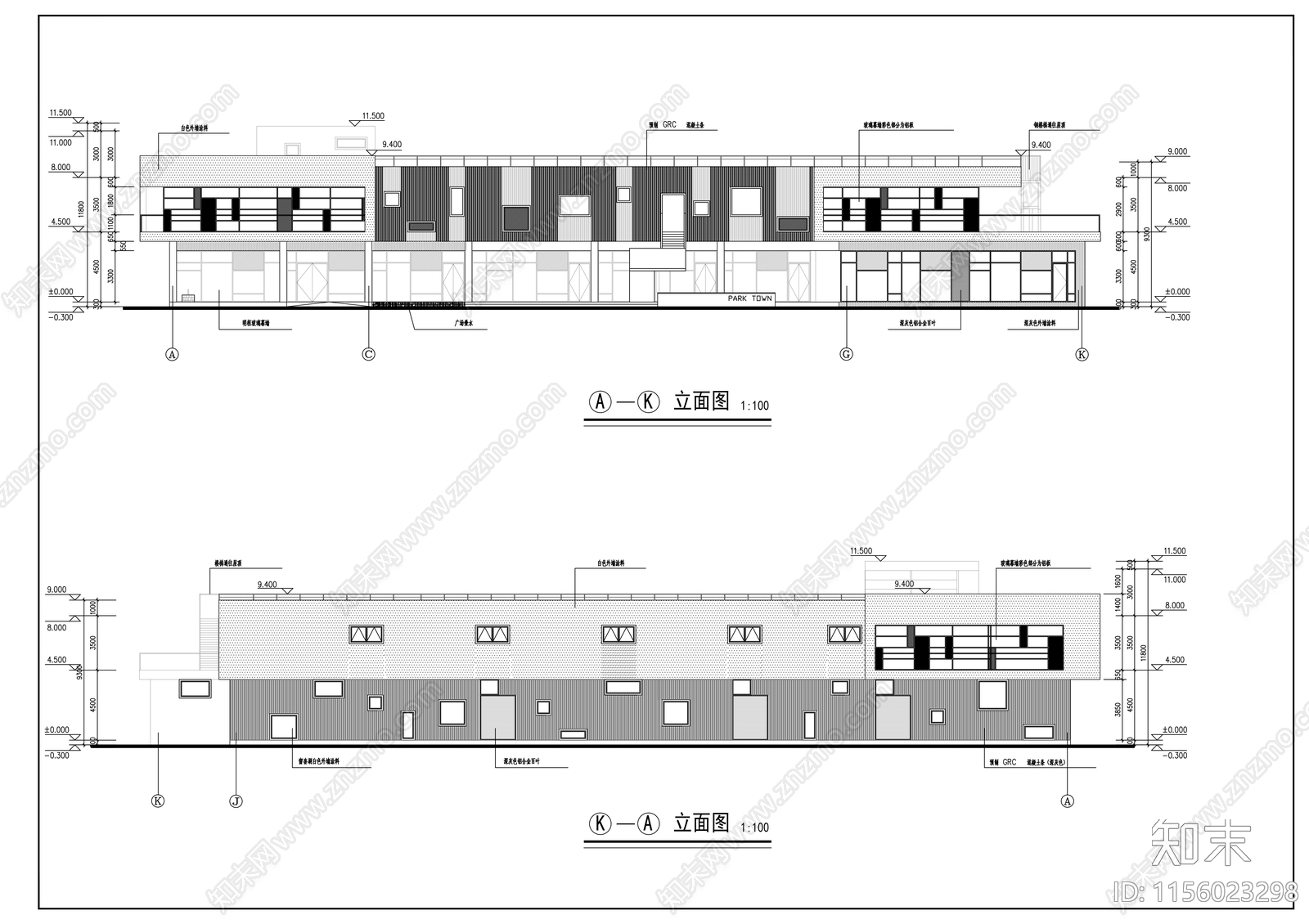 小区商店建筑cad施工图下载【ID:1156023298】