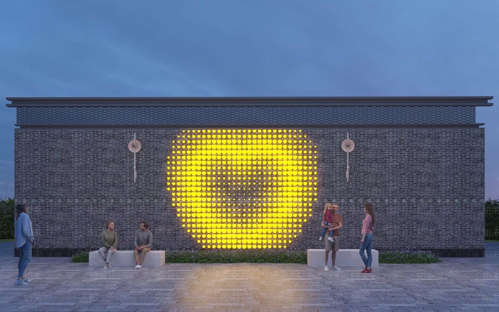 新中式网红打卡爱心装饰灯景墙3D模型下载【ID:1156023786】