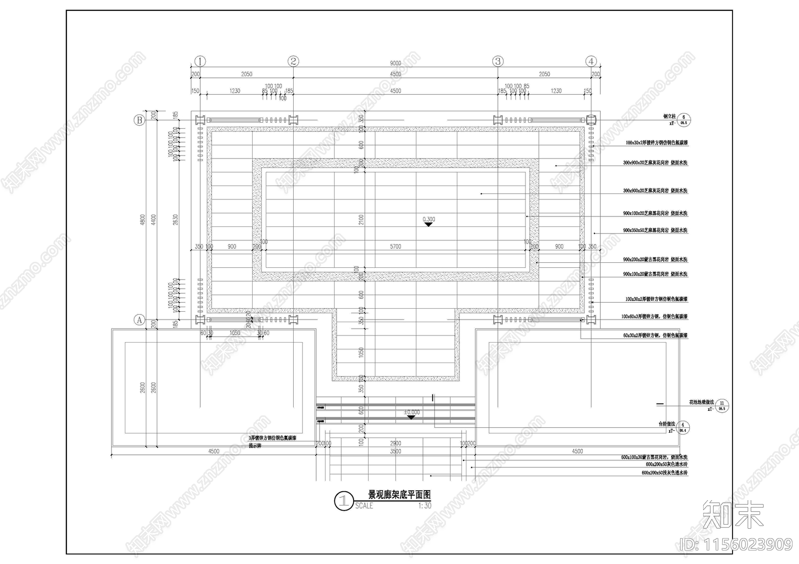 景观廊架详图一cad施工图下载【ID:1156023909】