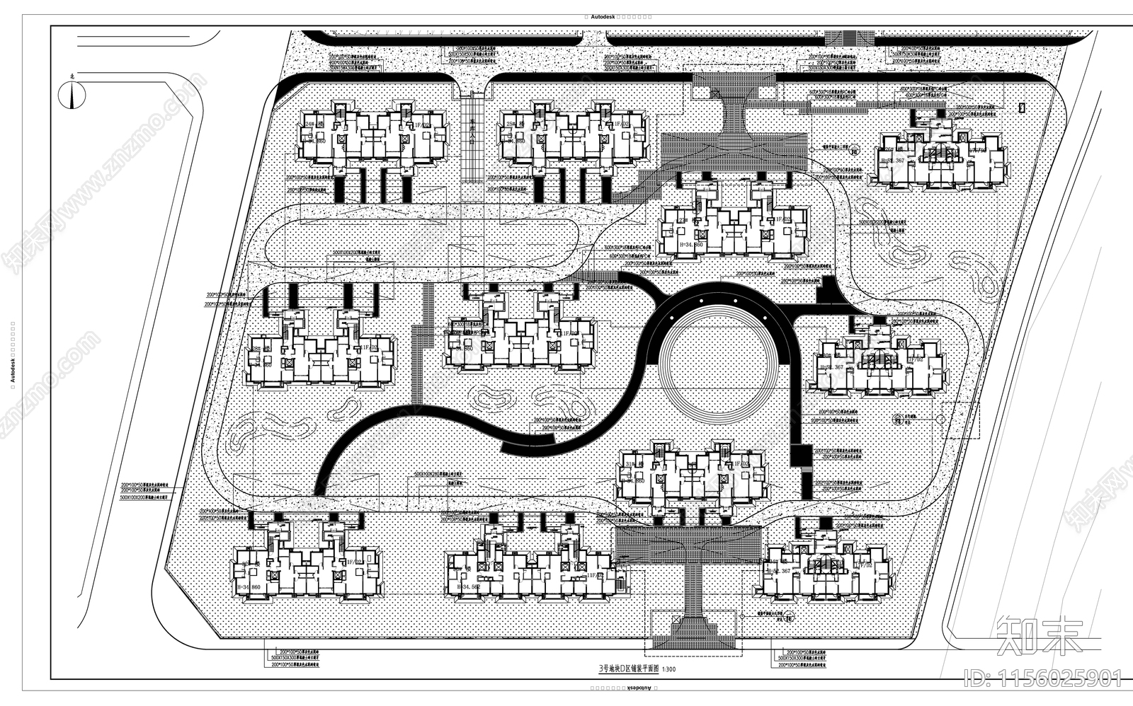 回迁安置房住宅小区施工图下载【ID:1156025901】