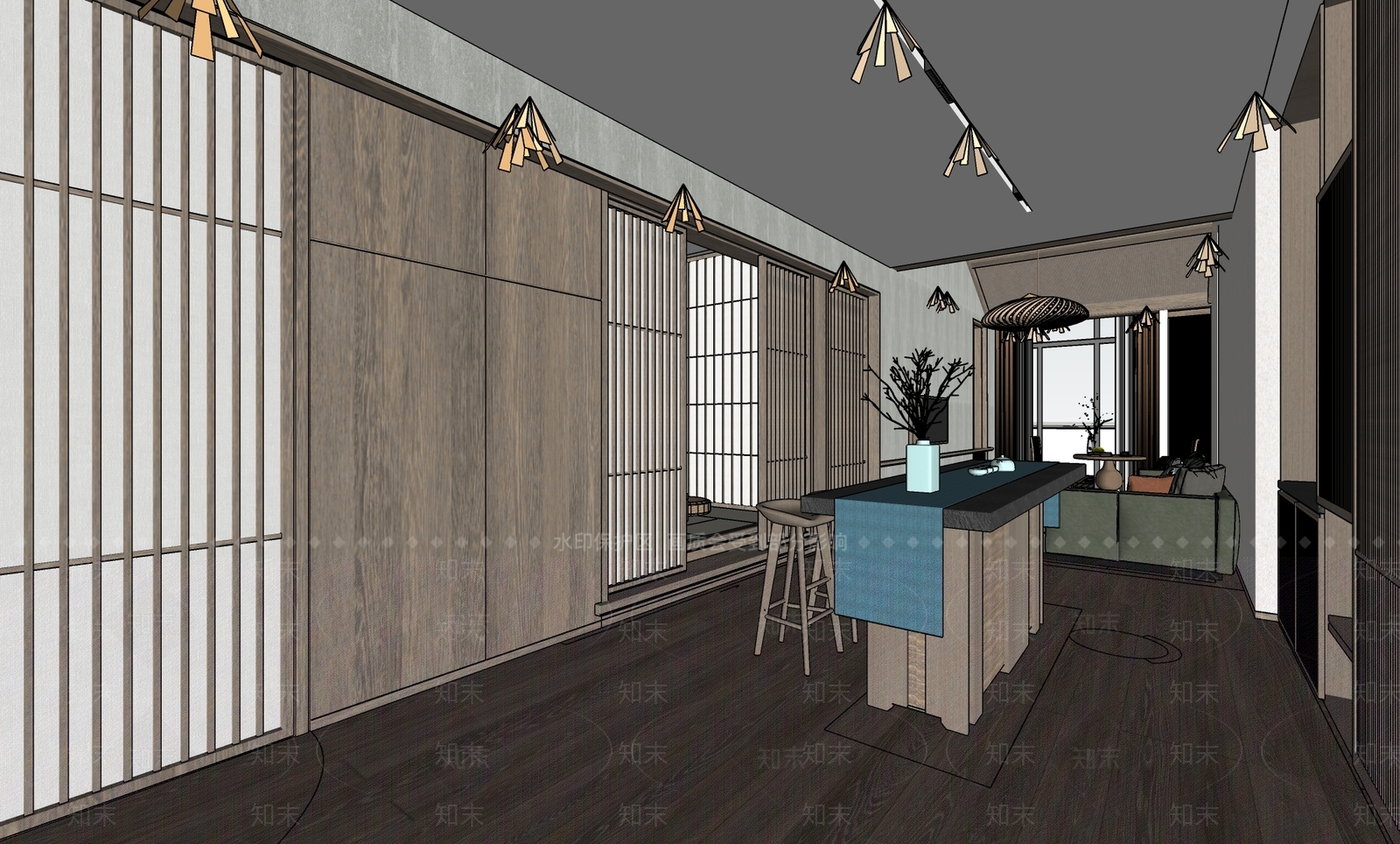侘寂度假酒店客房SU模型下载【ID:1156026888】