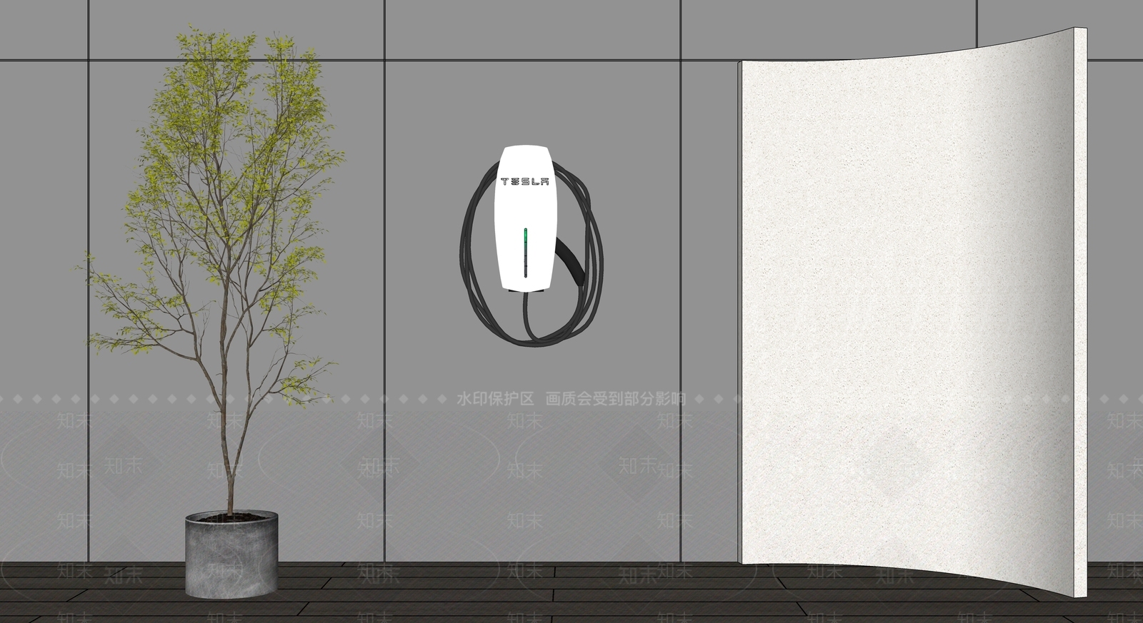 现代TESLA特斯拉充电桩SU模型下载【ID:1156027570】