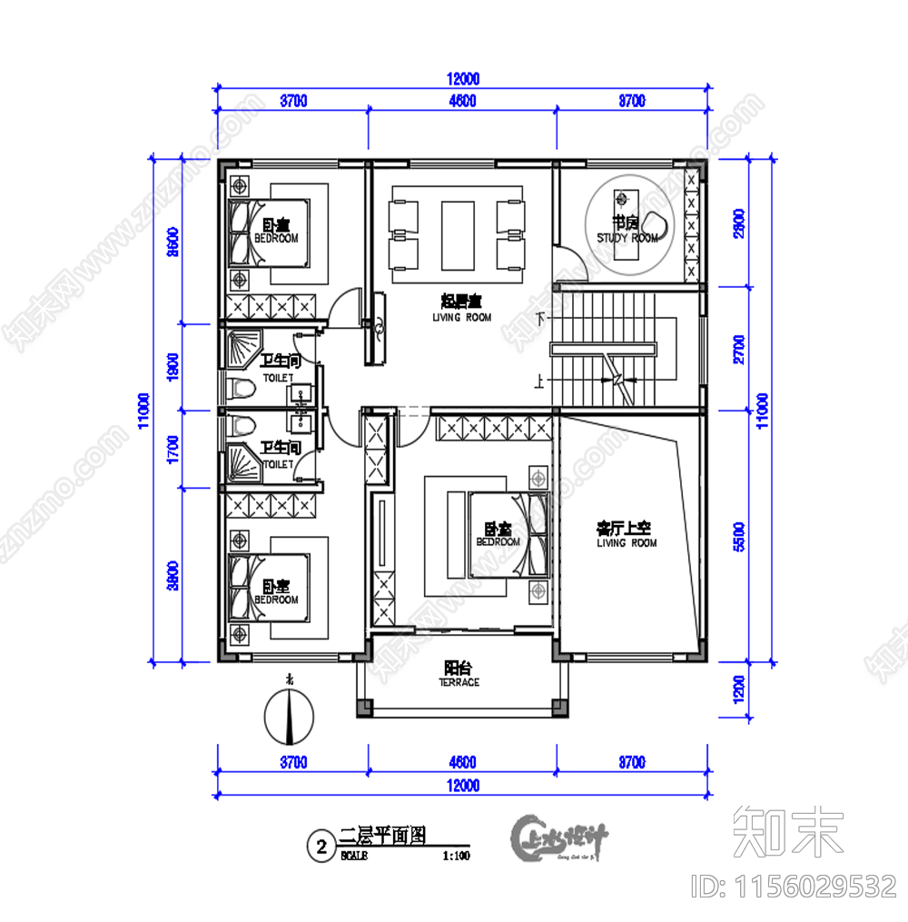 2层农村自建房施工图下载【ID:1156029532】