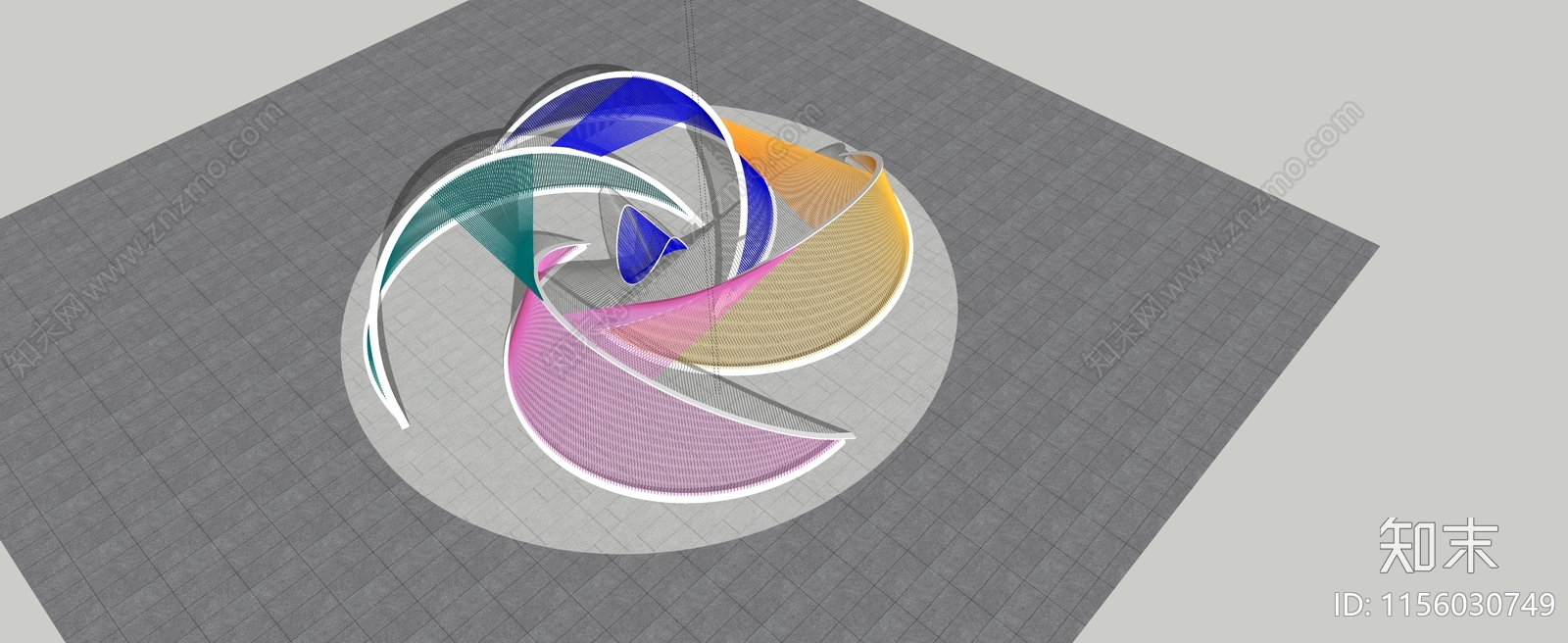 现代广场入口艺术装置雕塑3D模型下载【ID:1156030749】