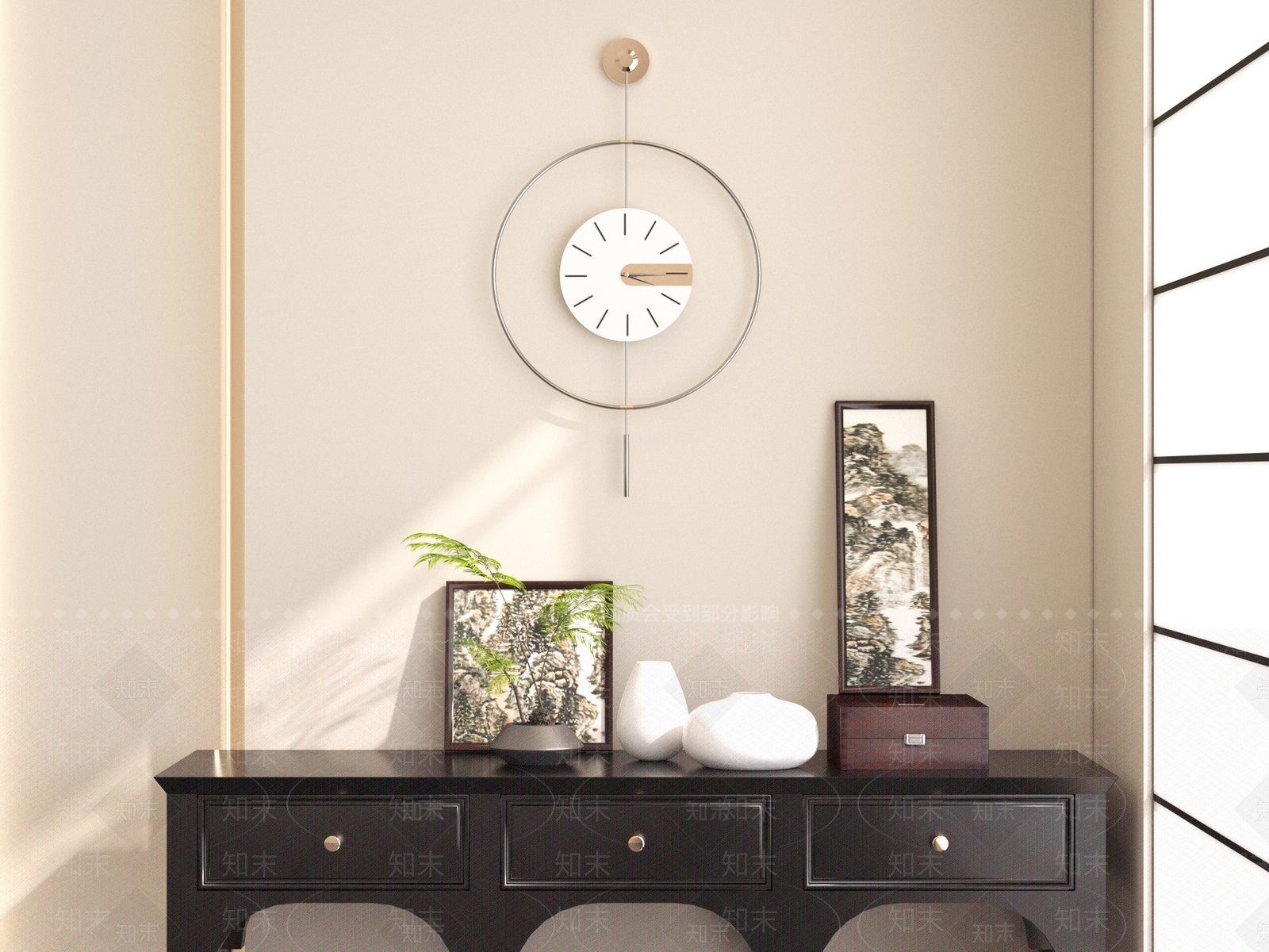 现代艺术挂钟3D模型下载【ID:1156031638】