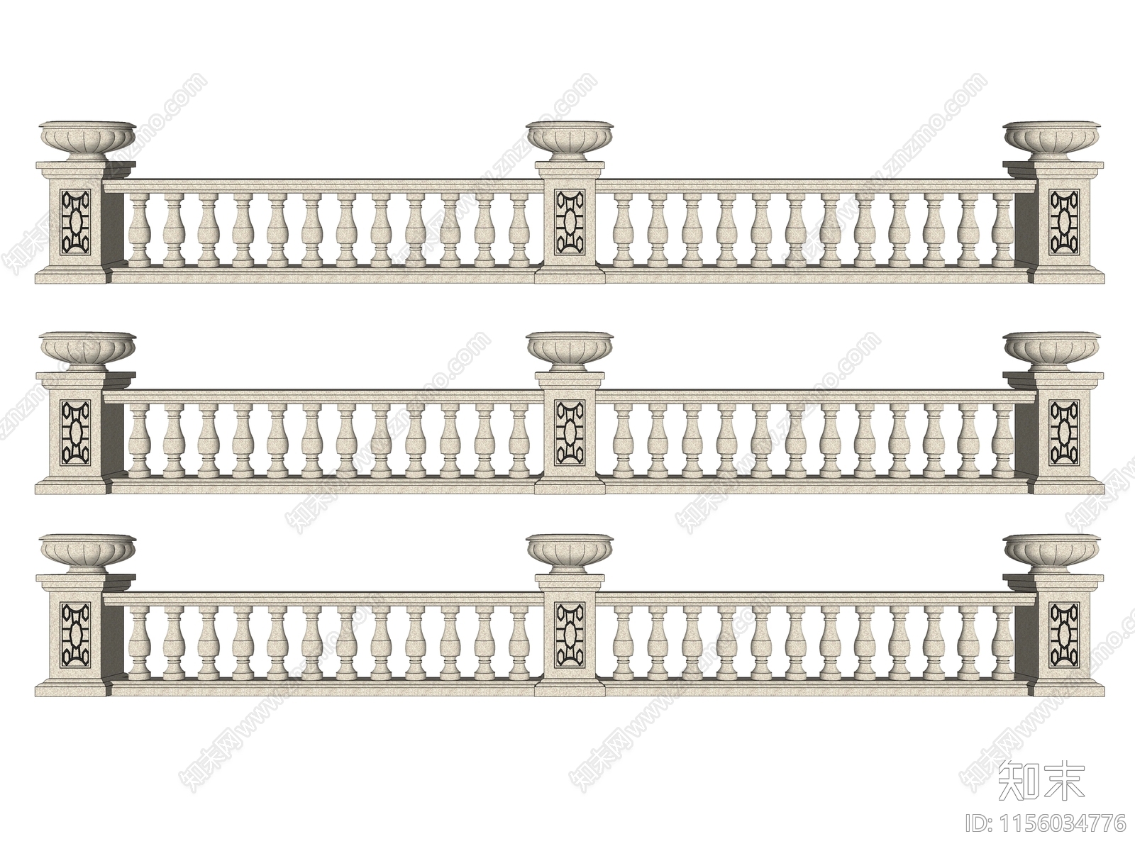 欧式石材栏杆护栏SU模型下载【ID:1156034776】