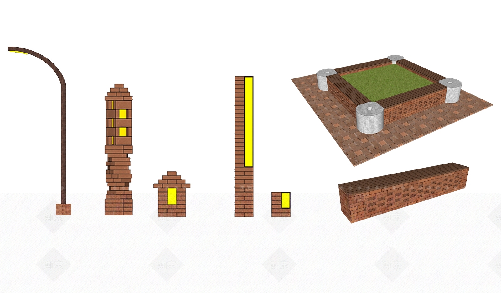 新中式乡村景观小品SU模型下载【ID:1156035977】