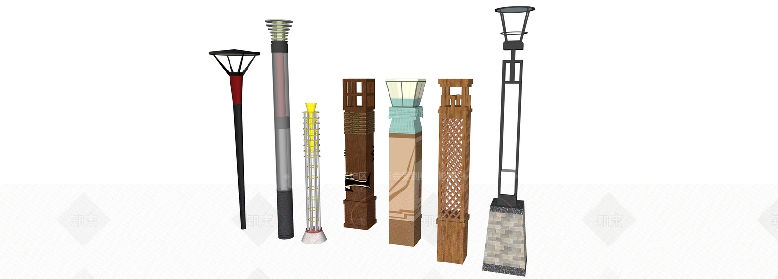 新中式景观灯具SU模型下载【ID:1156039740】