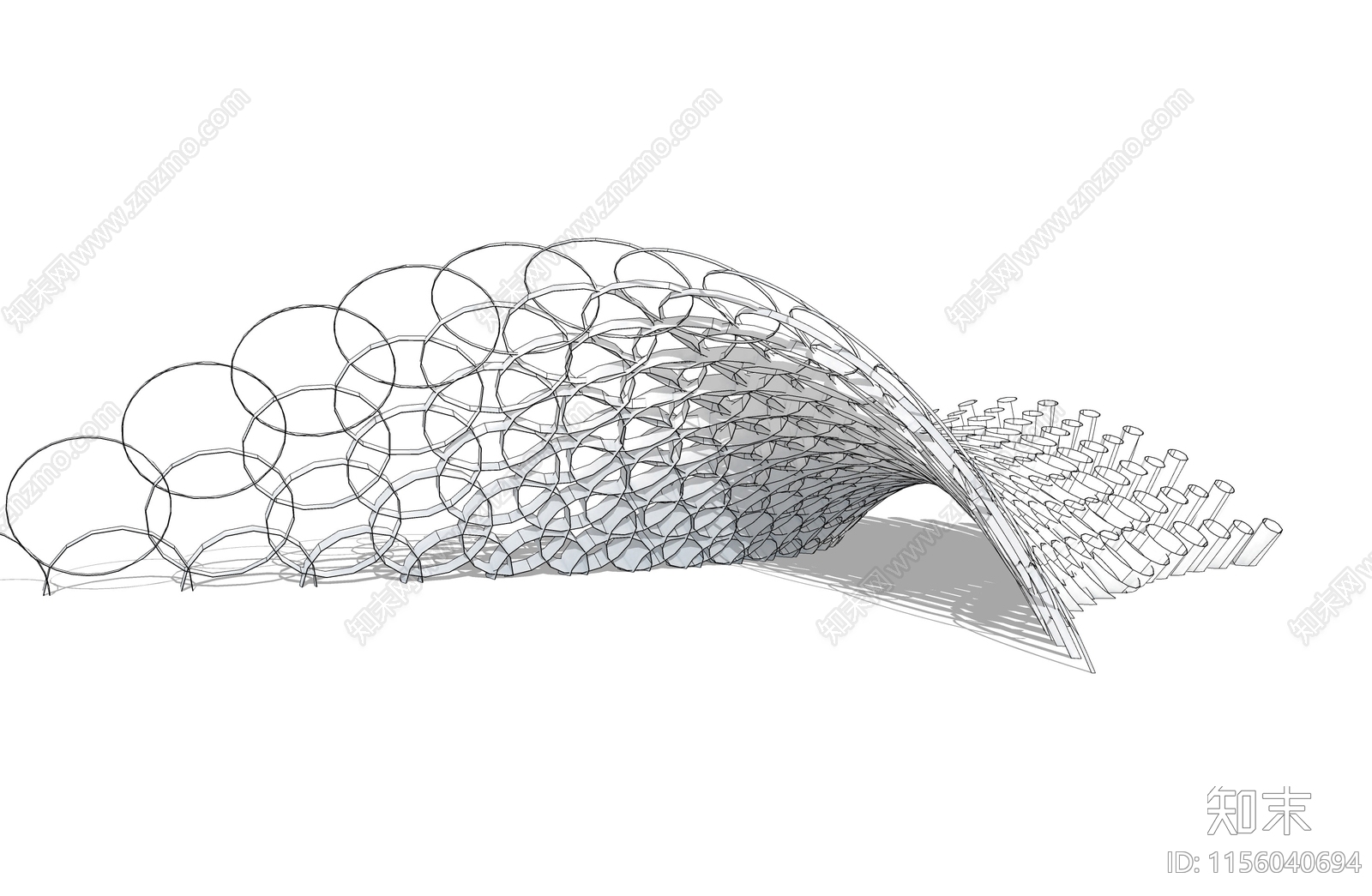 现代异形镂空廊架SU模型下载【ID:1156040694】