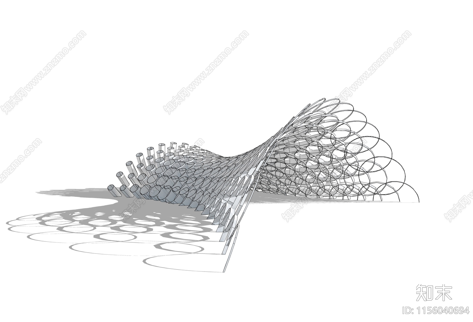 现代异形镂空廊架SU模型下载【ID:1156040694】