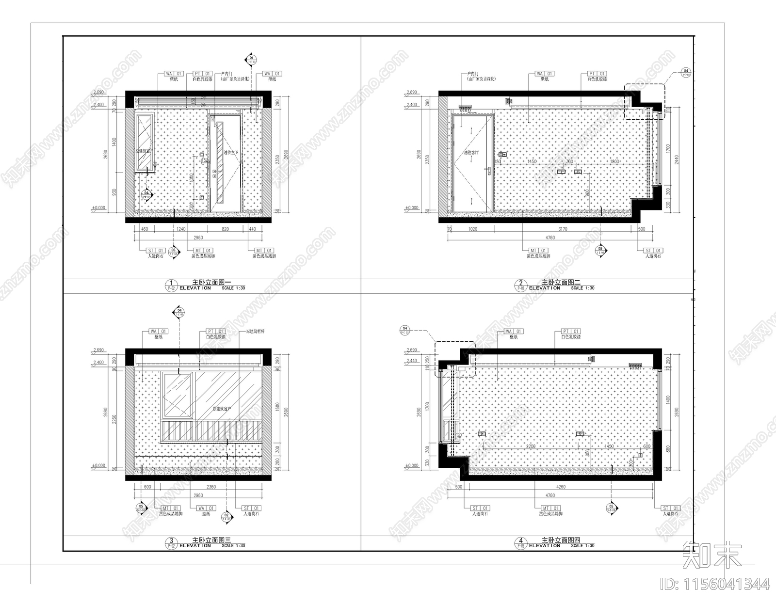 99㎡三室二厅精装刚需户型样板cad施工图下载【ID:1156041344】