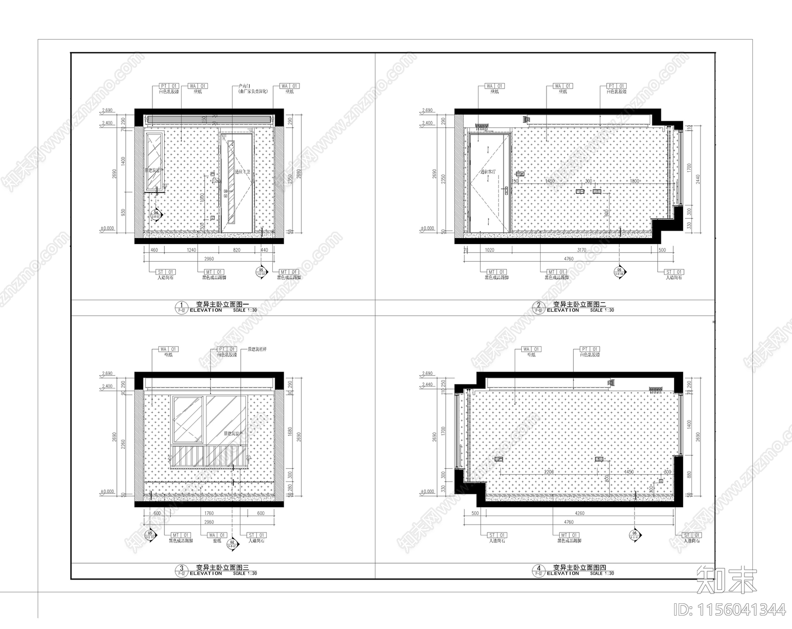 99㎡三室二厅精装刚需户型样板cad施工图下载【ID:1156041344】