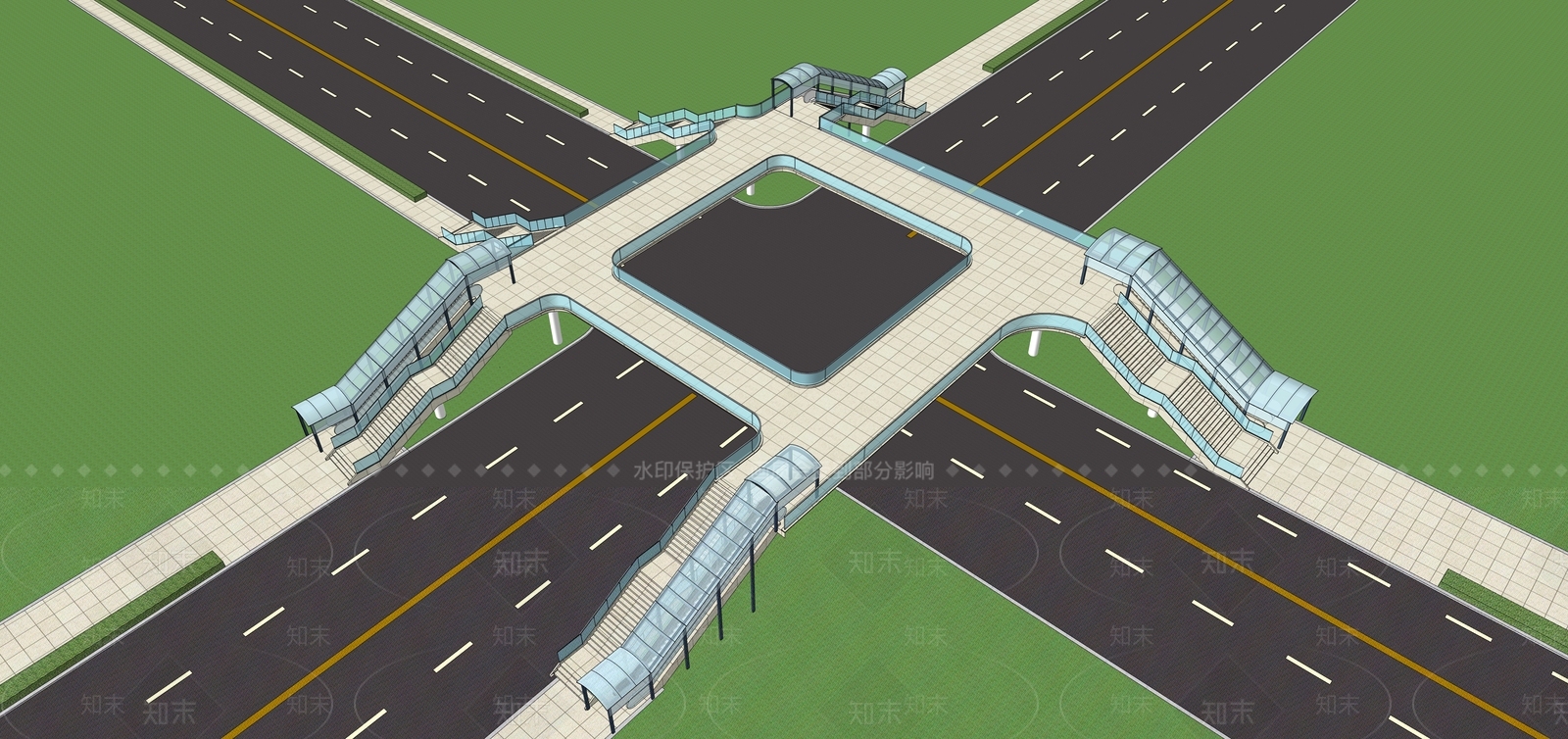 现代十字路天桥SU模型下载【ID:1156041865】