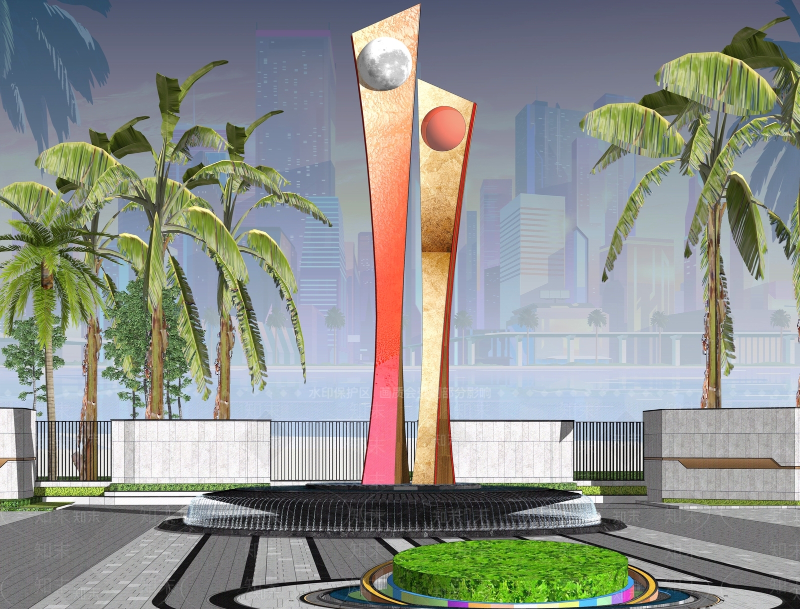 现代流线几何雕塑小品SU模型下载【ID:1156041993】