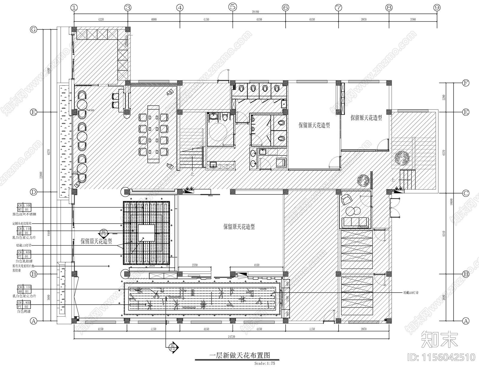 党群服务中心展厅室内设cad施工图下载【ID:1156042510】