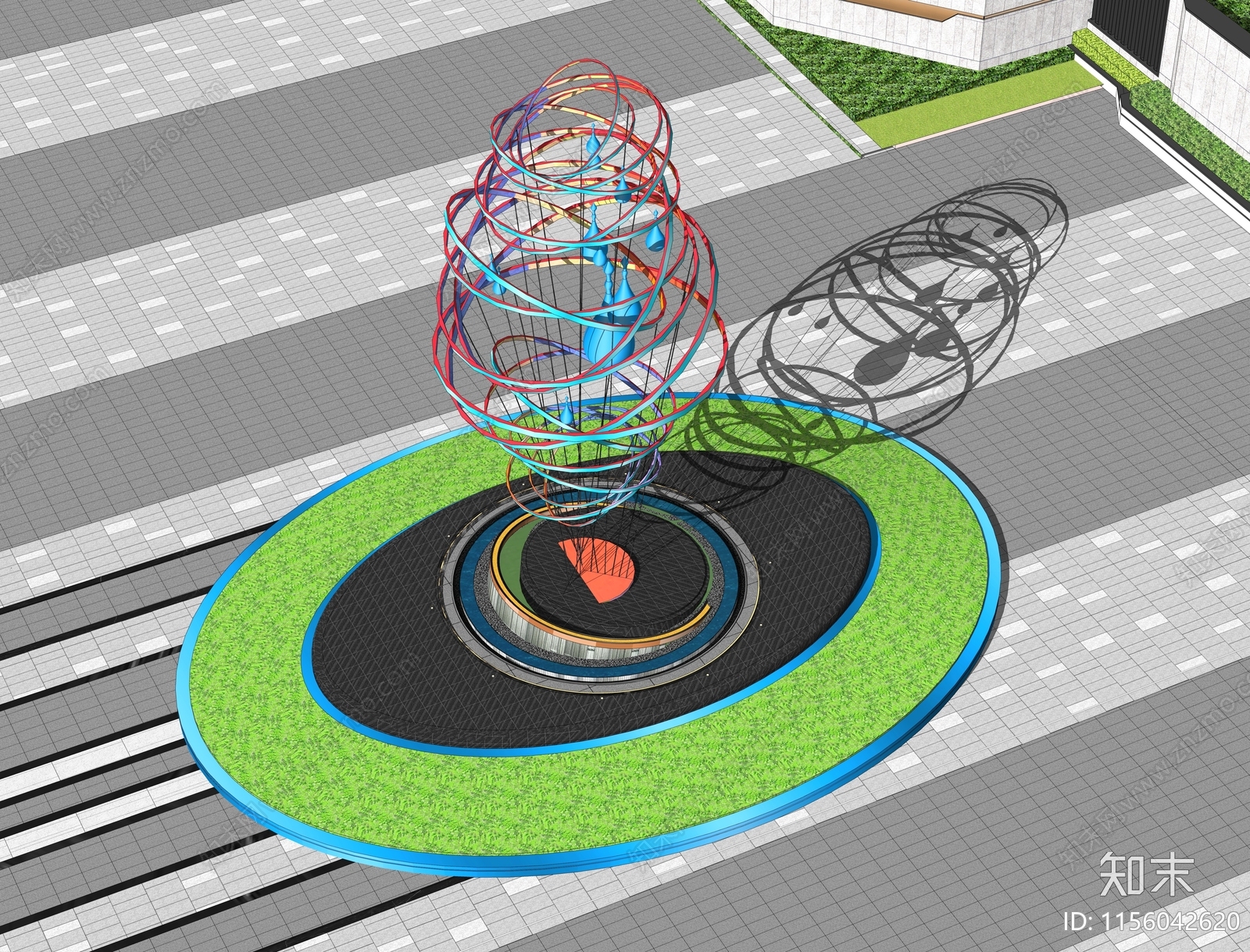 现代圆环商业外摆雕塑SU模型下载【ID:1156042620】