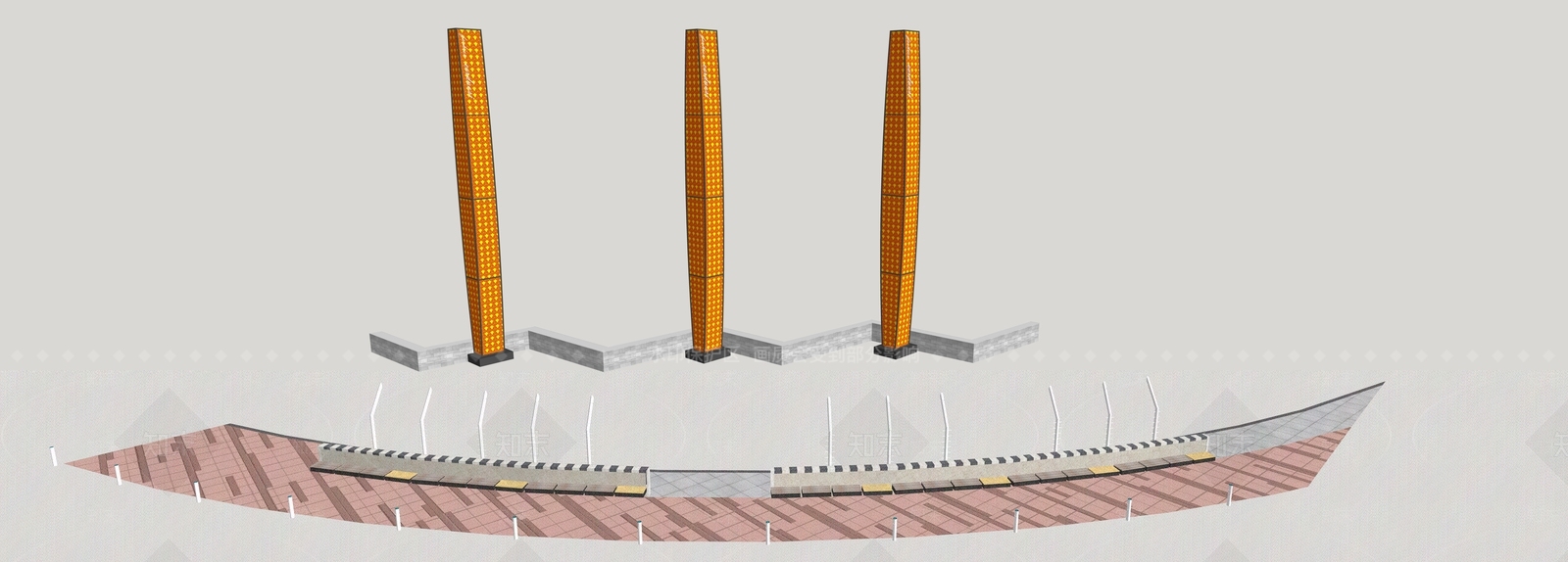 现代景观灯柱SU模型下载【ID:1156042609】