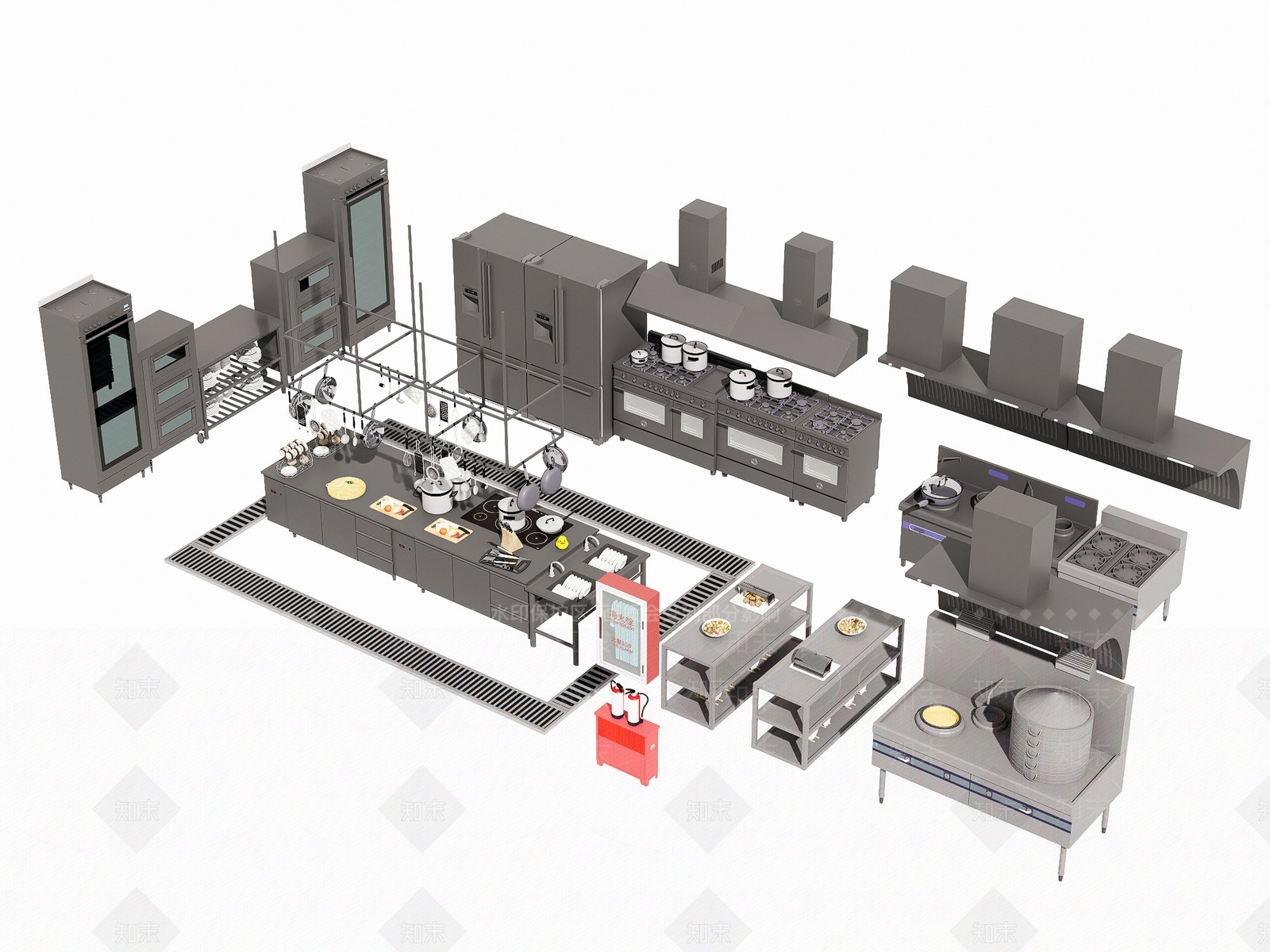 酒店后厨用品设备SU模型下载【ID:1156044955】