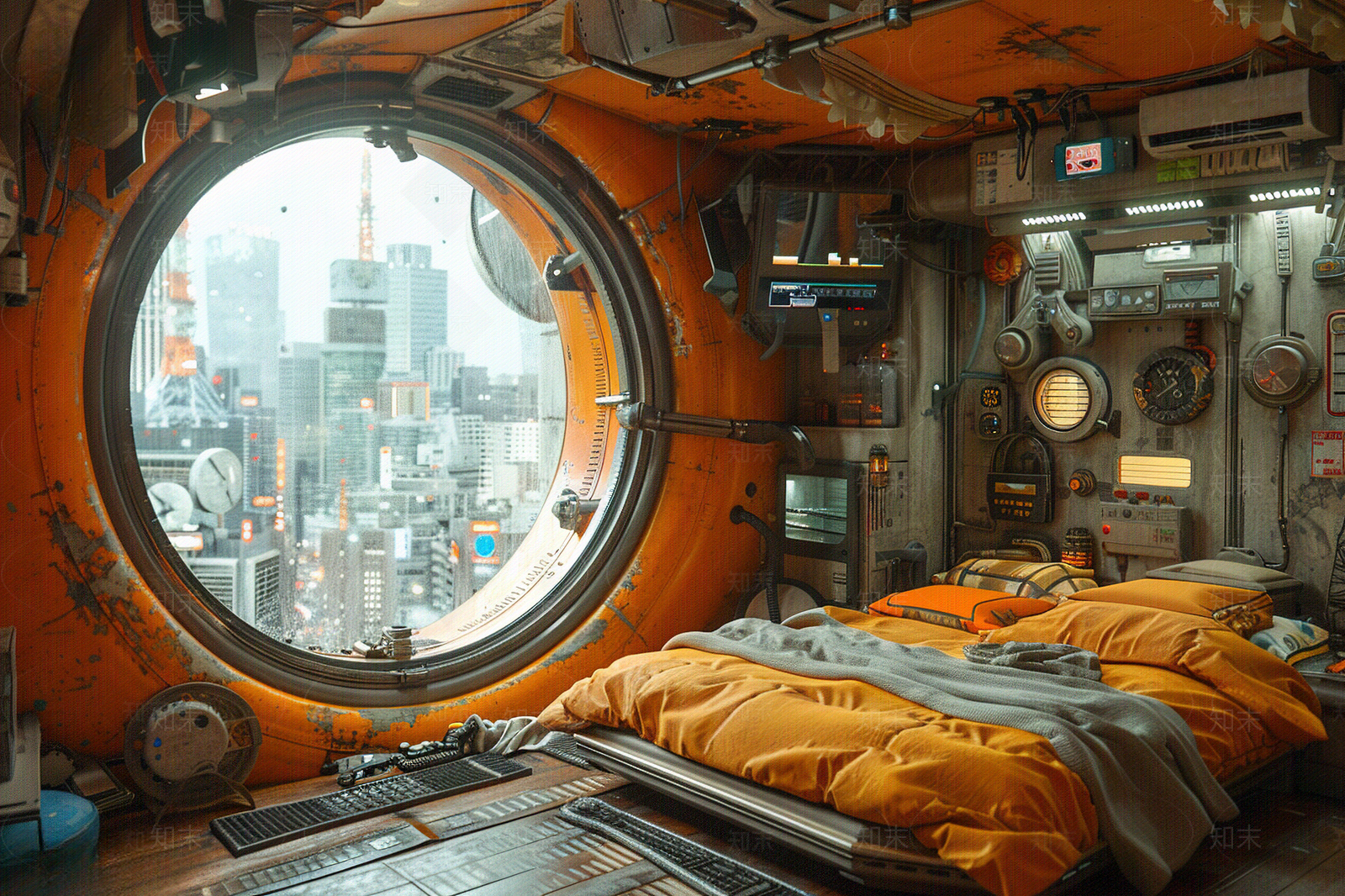 科幻未来城市居住舱室内场景壁纸贴图下载【ID:1156044761】