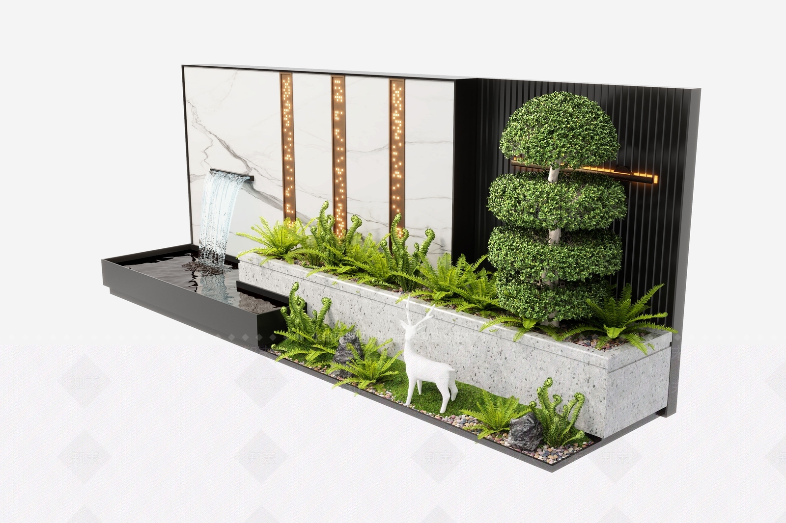 现代水景墙3D模型下载【ID:1156044678】