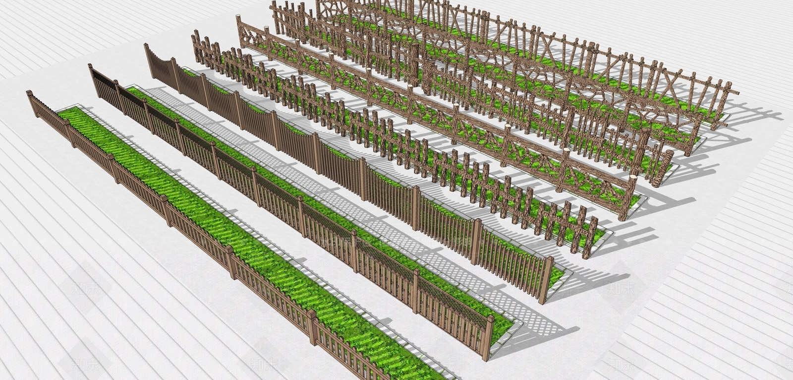 现代特色木栏杆SU模型下载【ID:1156047748】