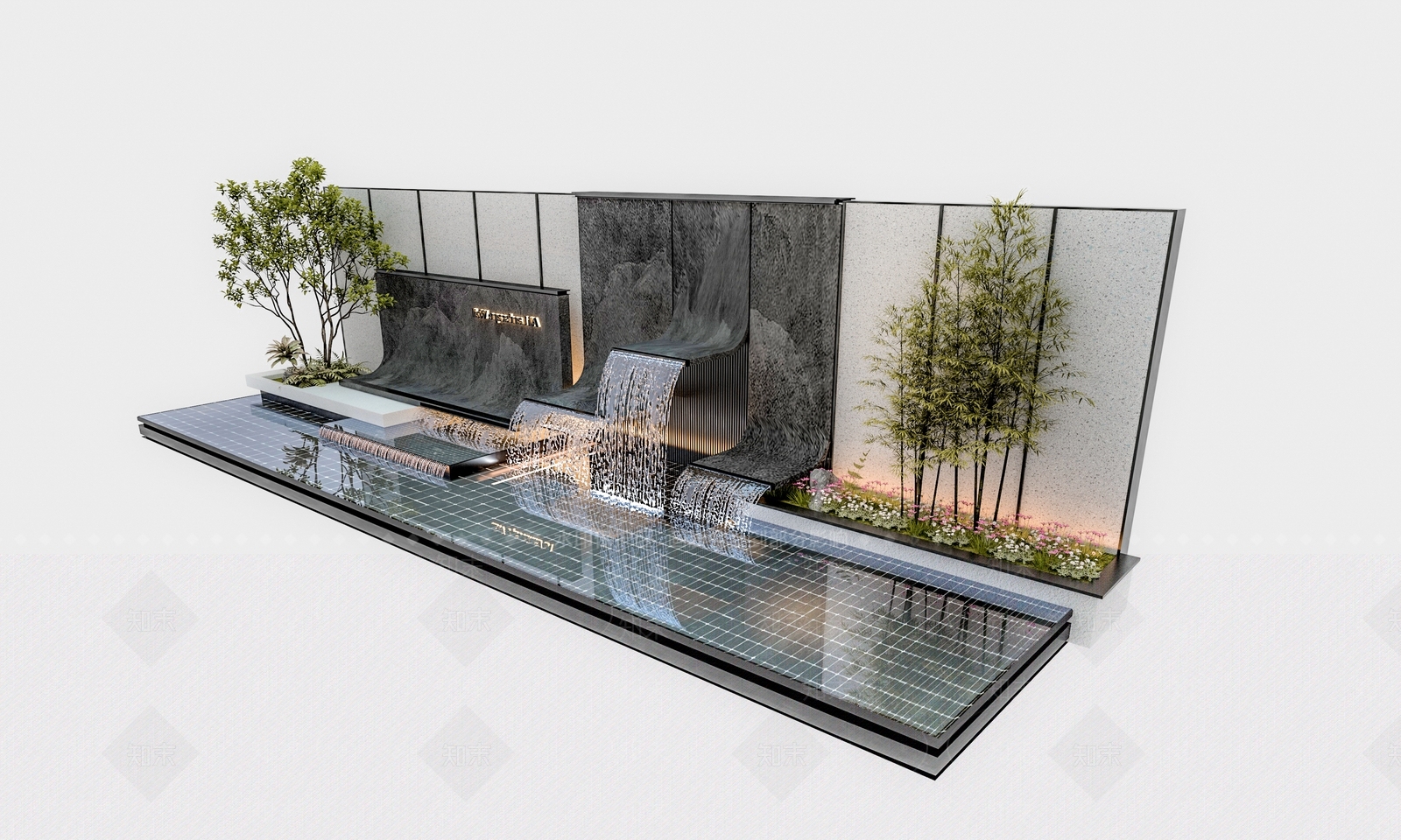 现代景墙SU模型精品下载_SketchUp模型_知末网