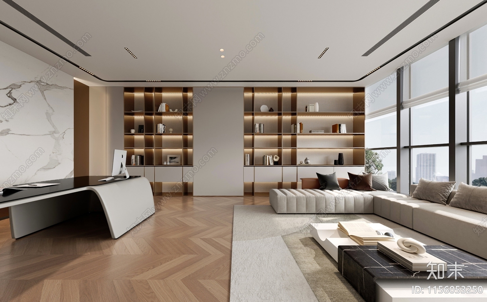 现代办公室设cad施工图下载【ID:1156053250】