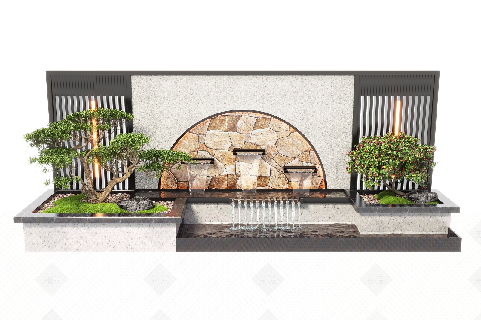 现代水景墙3D模型下载【ID:1156053942】