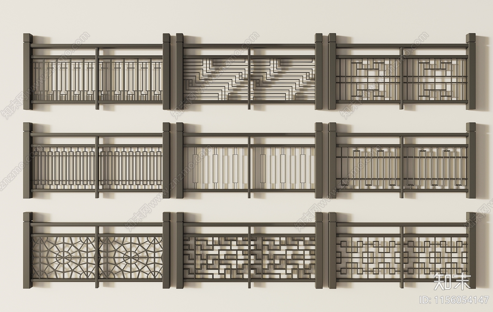 新中式栏杆3D模型下载【ID:1156054147】