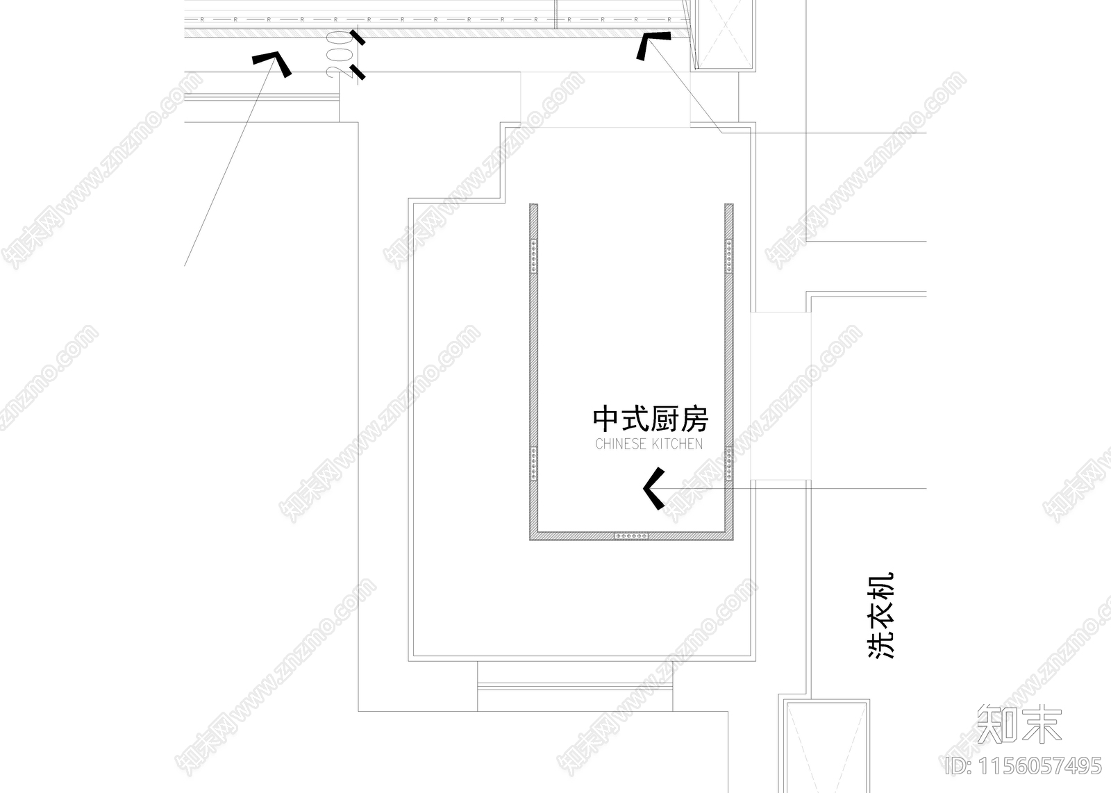 家居厨房cad施工图下载【ID:1156057495】