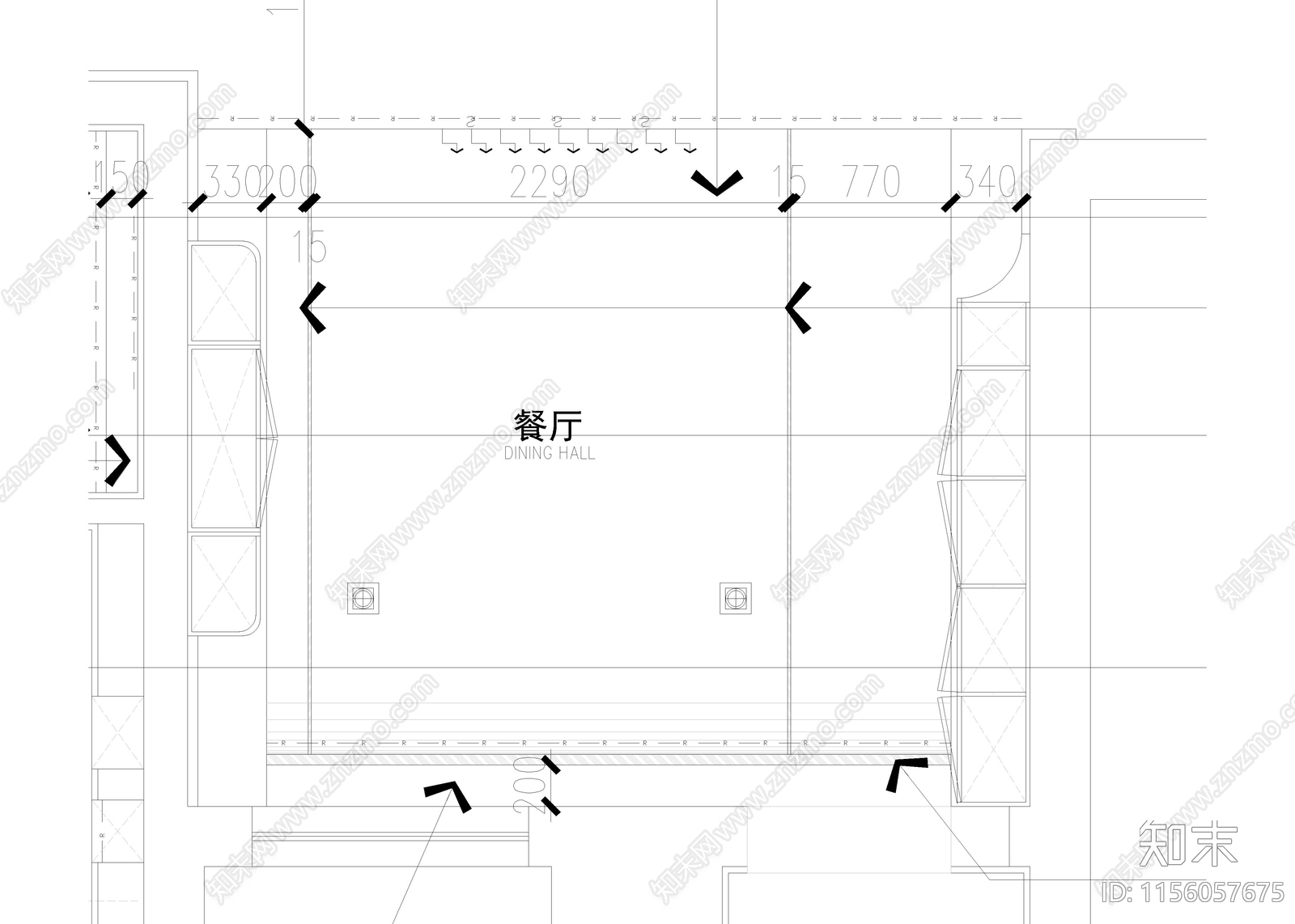 家居餐厅cad施工图下载【ID:1156057675】