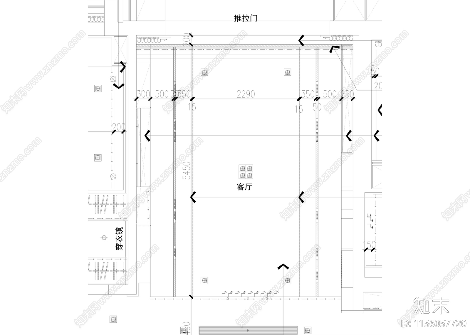 家居客厅cad施工图下载【ID:1156057720】