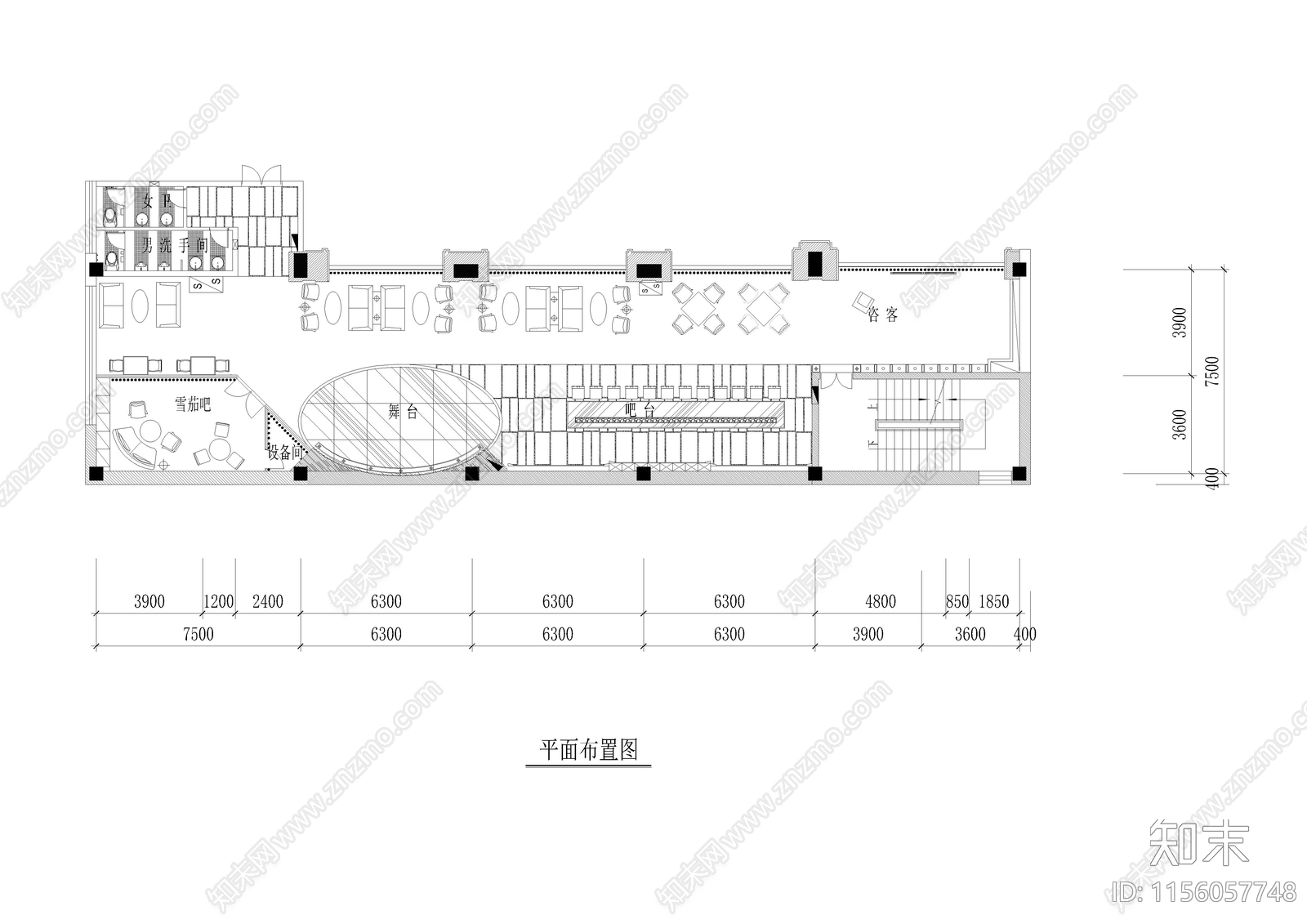 320㎡酒吧施工图下载【ID:1156057748】