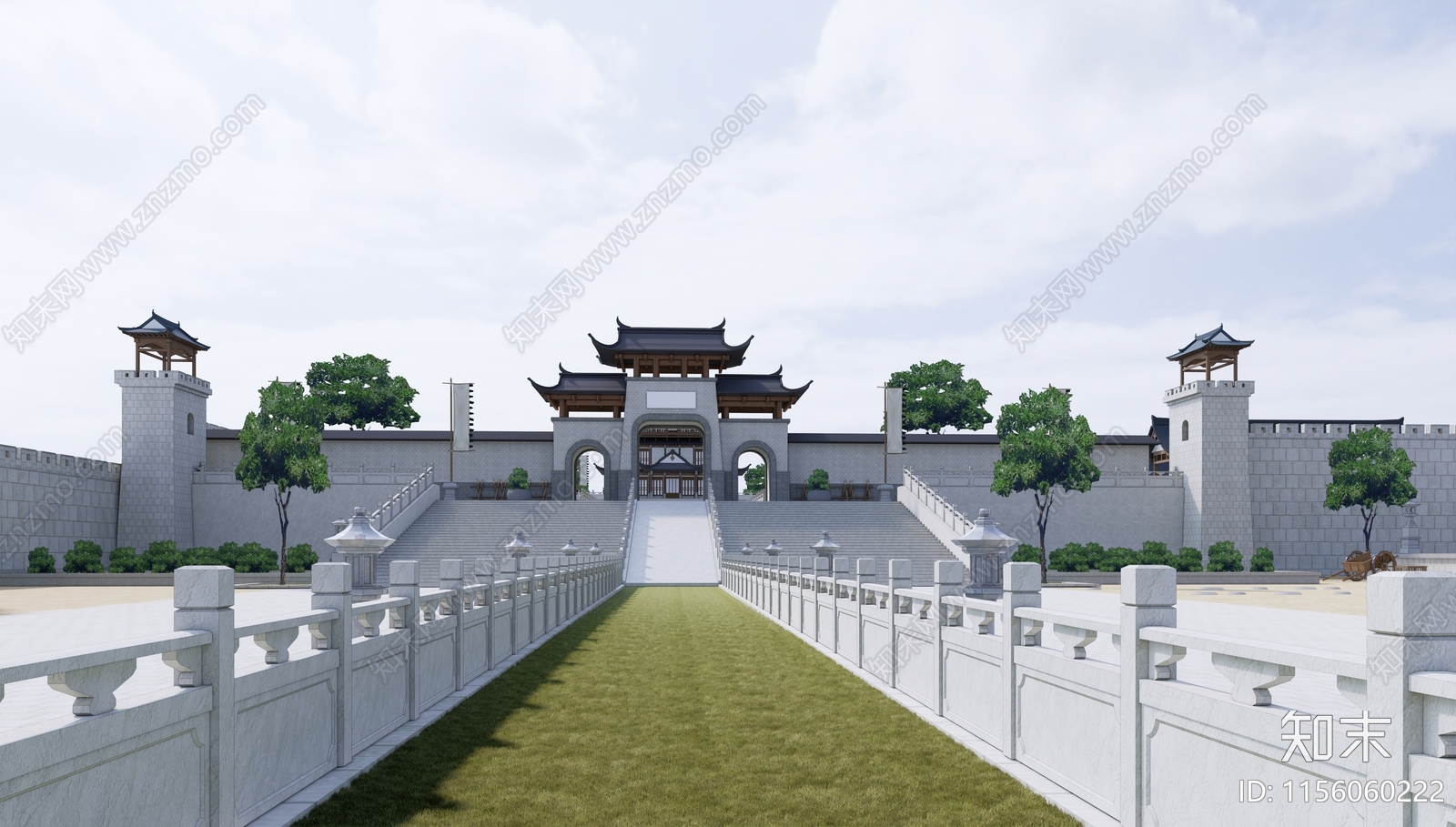 中式仿古寺庙规划SU模型下载【ID:1156060222】