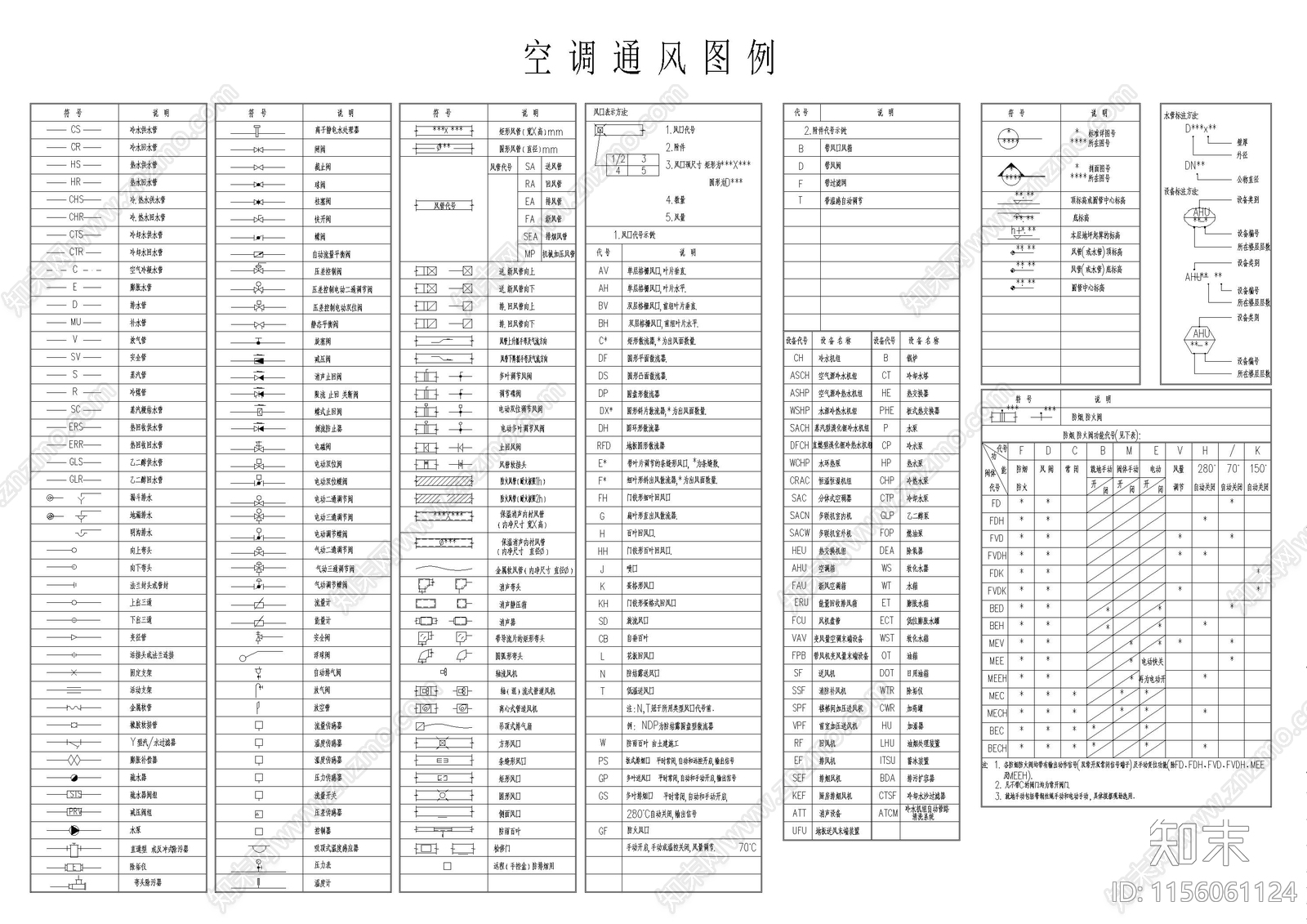 酒店目录空调通风图例cad施工图下载【ID:1156061124】