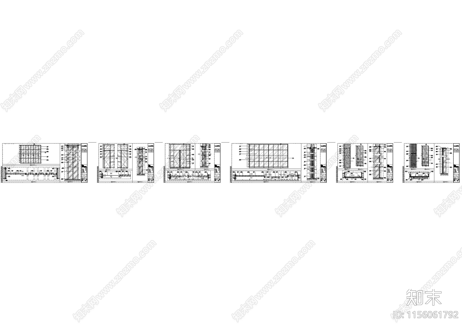 6套玻璃趟门节点大样图cad施工图下载【ID:1156061792】