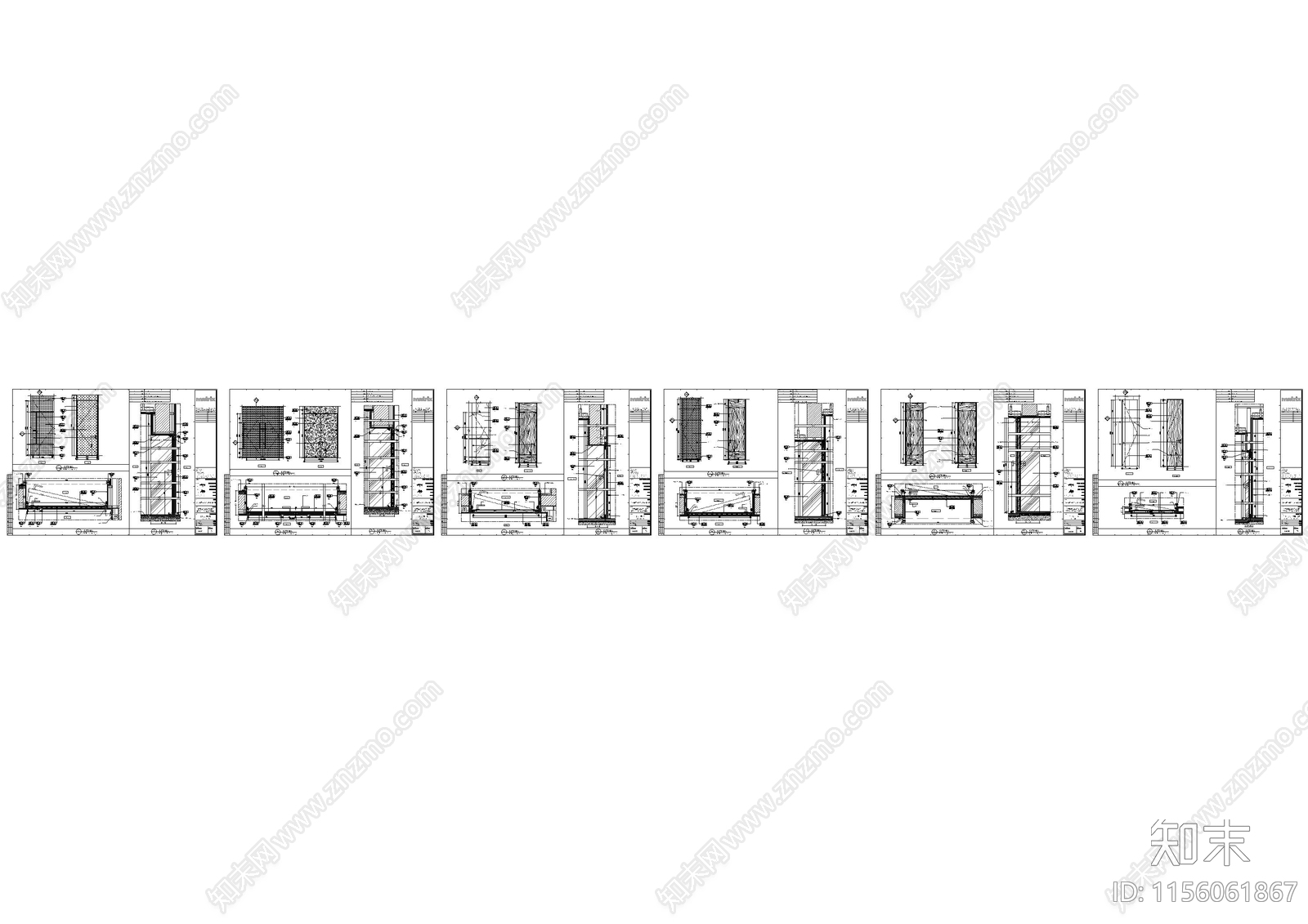 6套扪布隐形门节点大样图cad施工图下载【ID:1156061867】