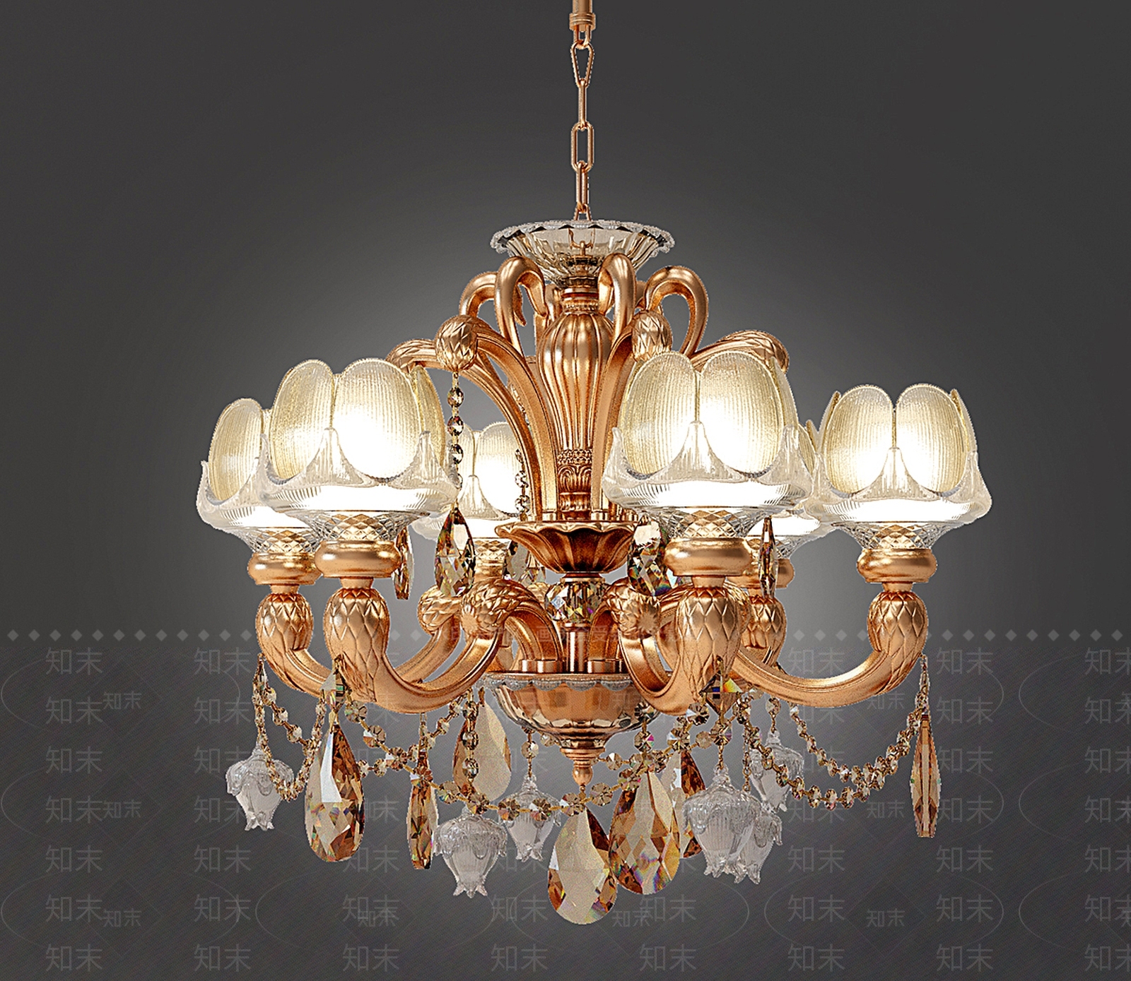 欧式古典吊灯3D模型下载【ID:1156063776】