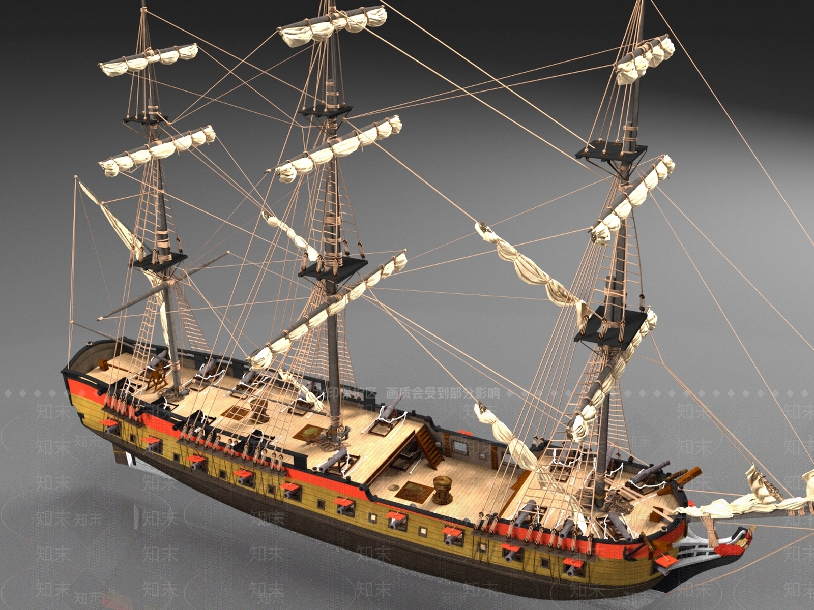 现代木制战舰3D模型下载【ID:1156067292】