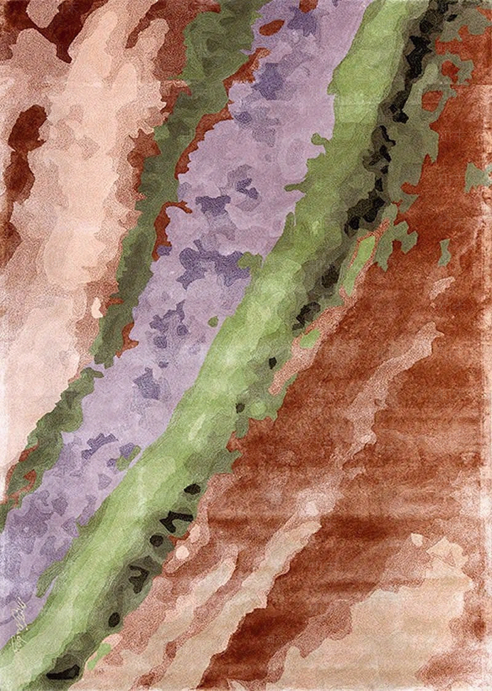 新中式红咖绿色石头纹理图案地毯贴图下载【ID:1156068050】