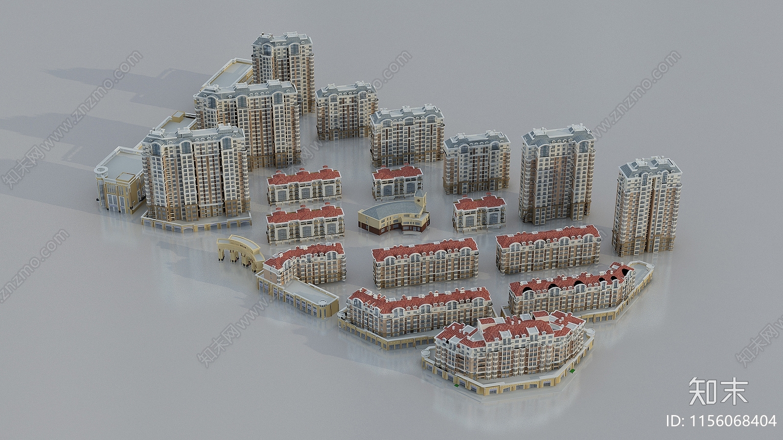 现代高层住宅3D模型下载【ID:1156068404】