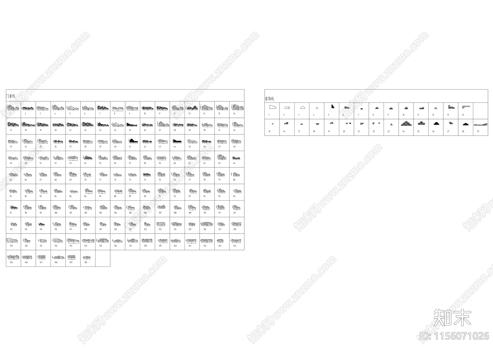 门套线装饰线合集施工图下载【ID:1156071026】
