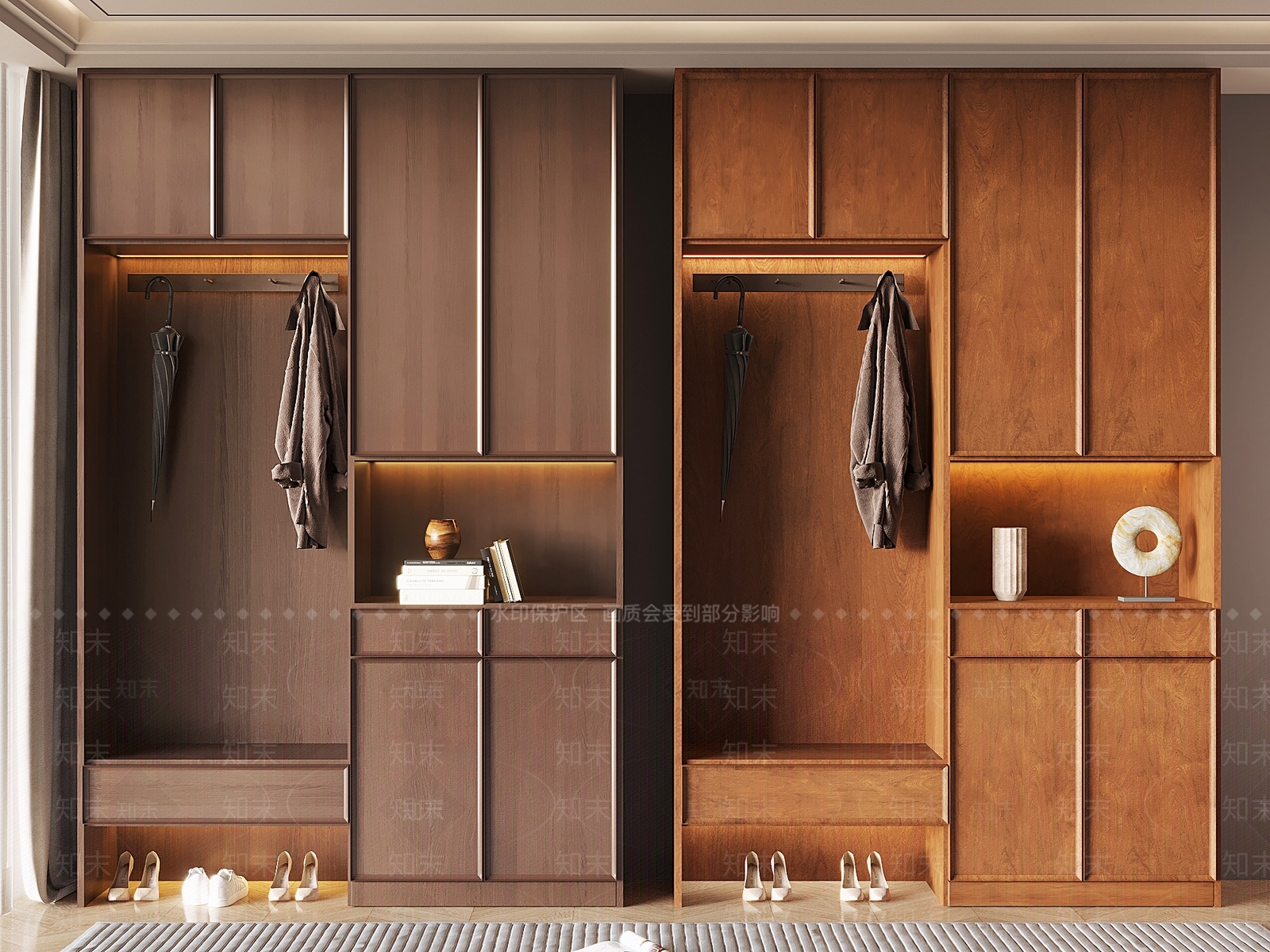 现代中古风鞋柜SU模型下载【ID:1156075840】