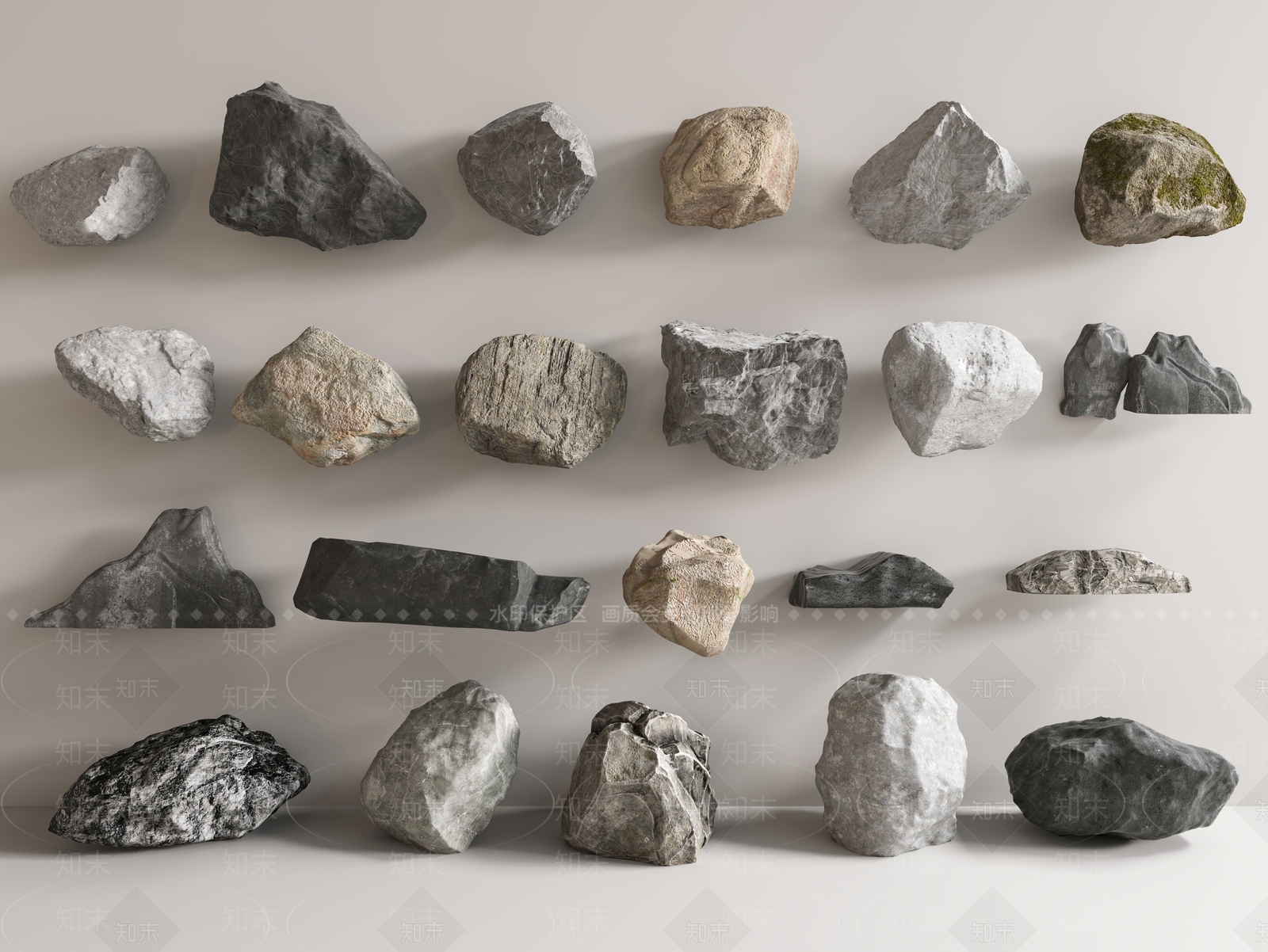 现代假山石头3D模型下载【ID:1156081207】