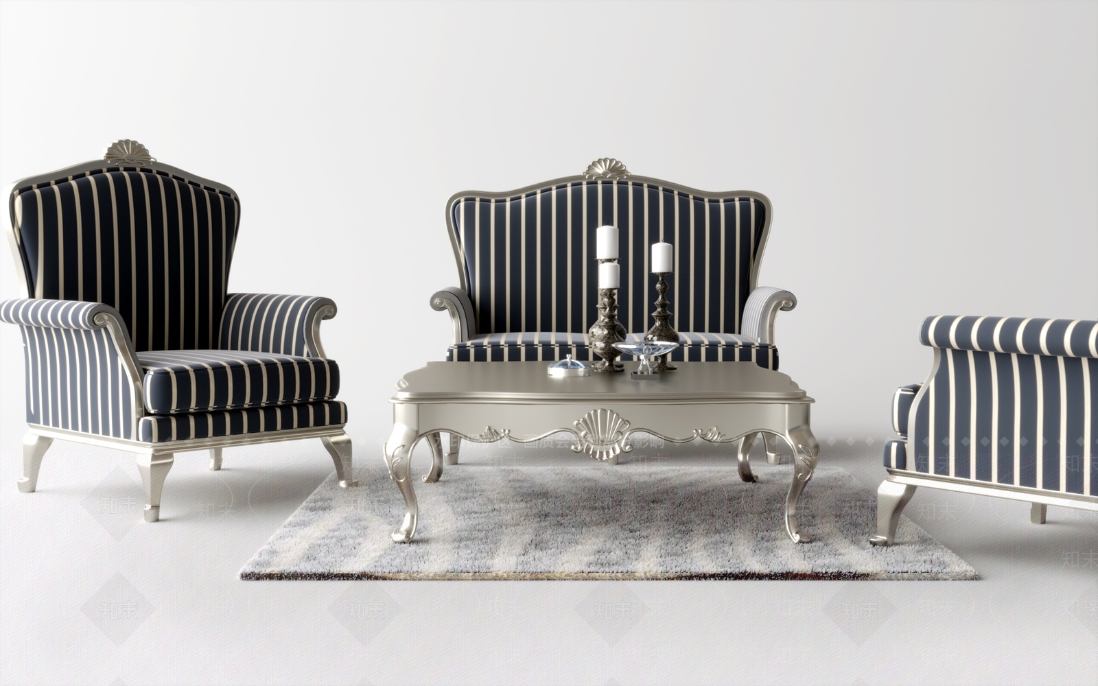 简欧沙发茶几组合3D模型下载【ID:1156085066】