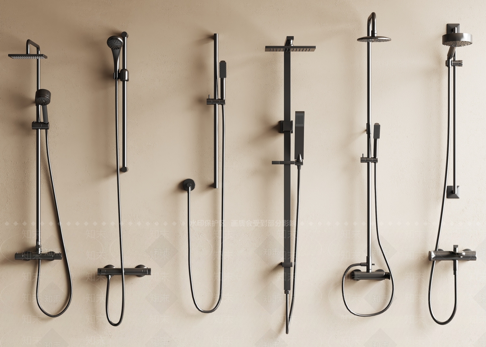 现代淋浴花洒组合3D模型下载【ID:1156085719】