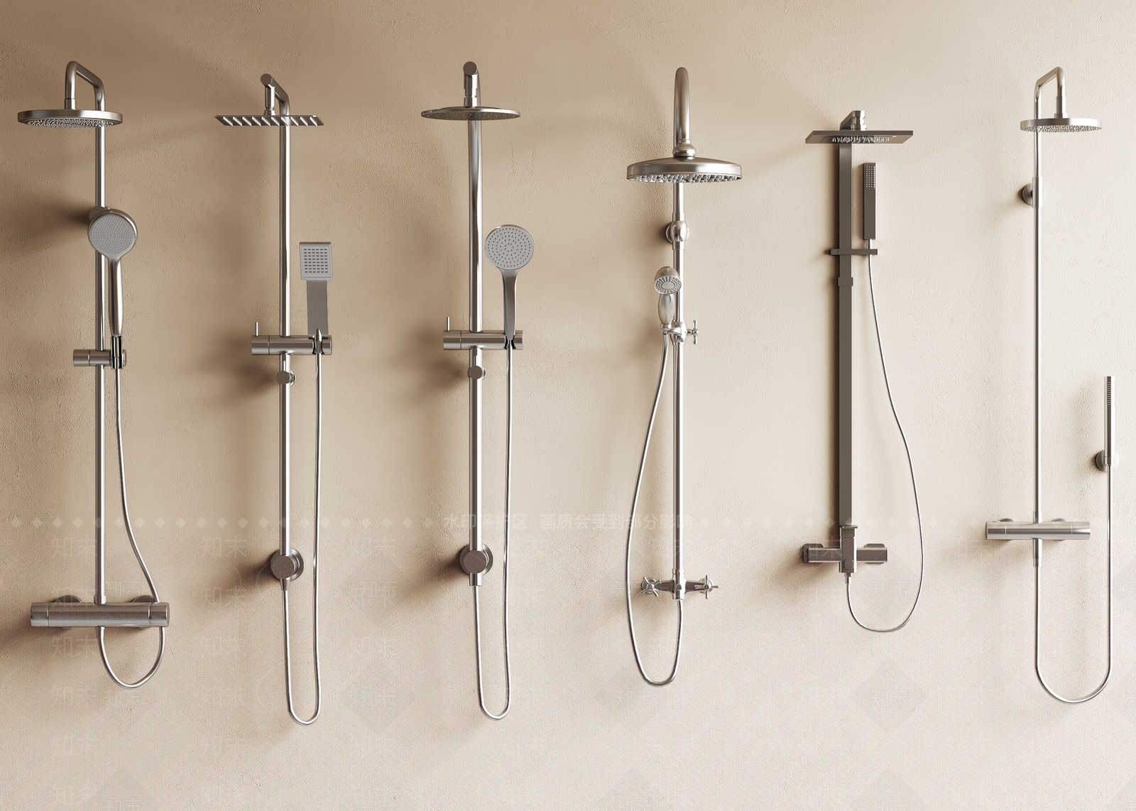 现代淋浴花洒组合3D模型下载【ID:1156085800】