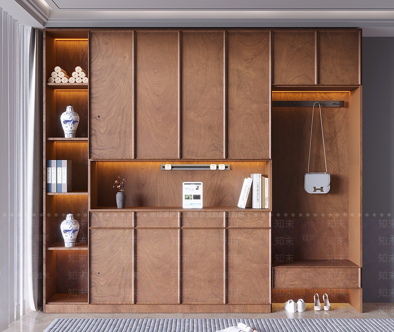 现代中古风鞋柜SU模型下载【ID:1156087405】