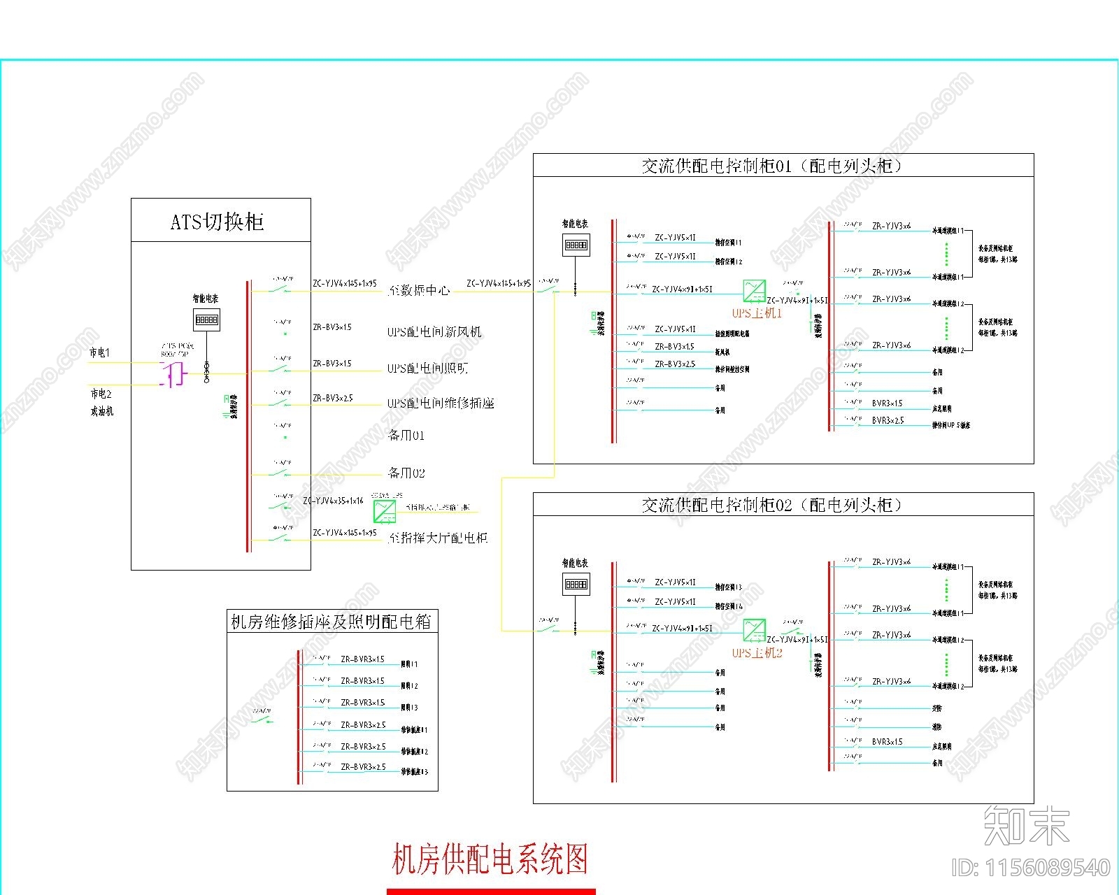 全套指挥中心图纸包含综合布线机房装修及电气系统动环监控等施工图下载【ID:1156089540】