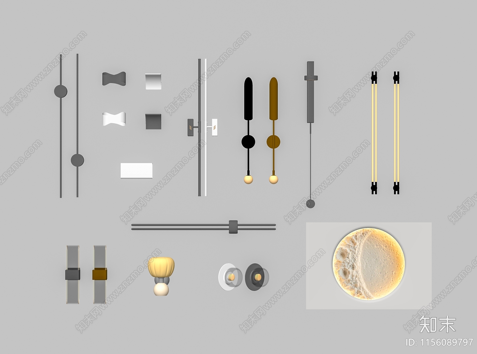 现代灯具组合SU模型下载【ID:1156089797】